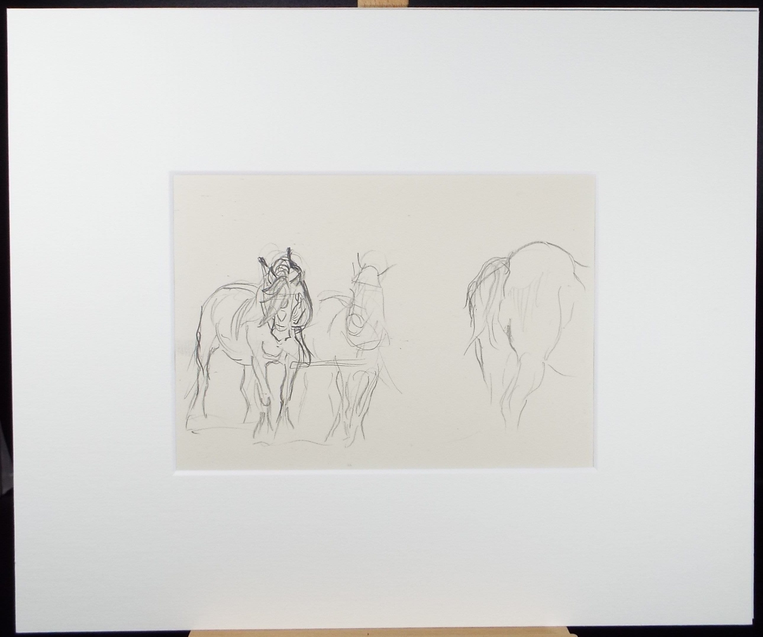 Original Pencil Sketch,'Study of Heavy Horses', Helen Collins (1921-1990), circa 1938/9