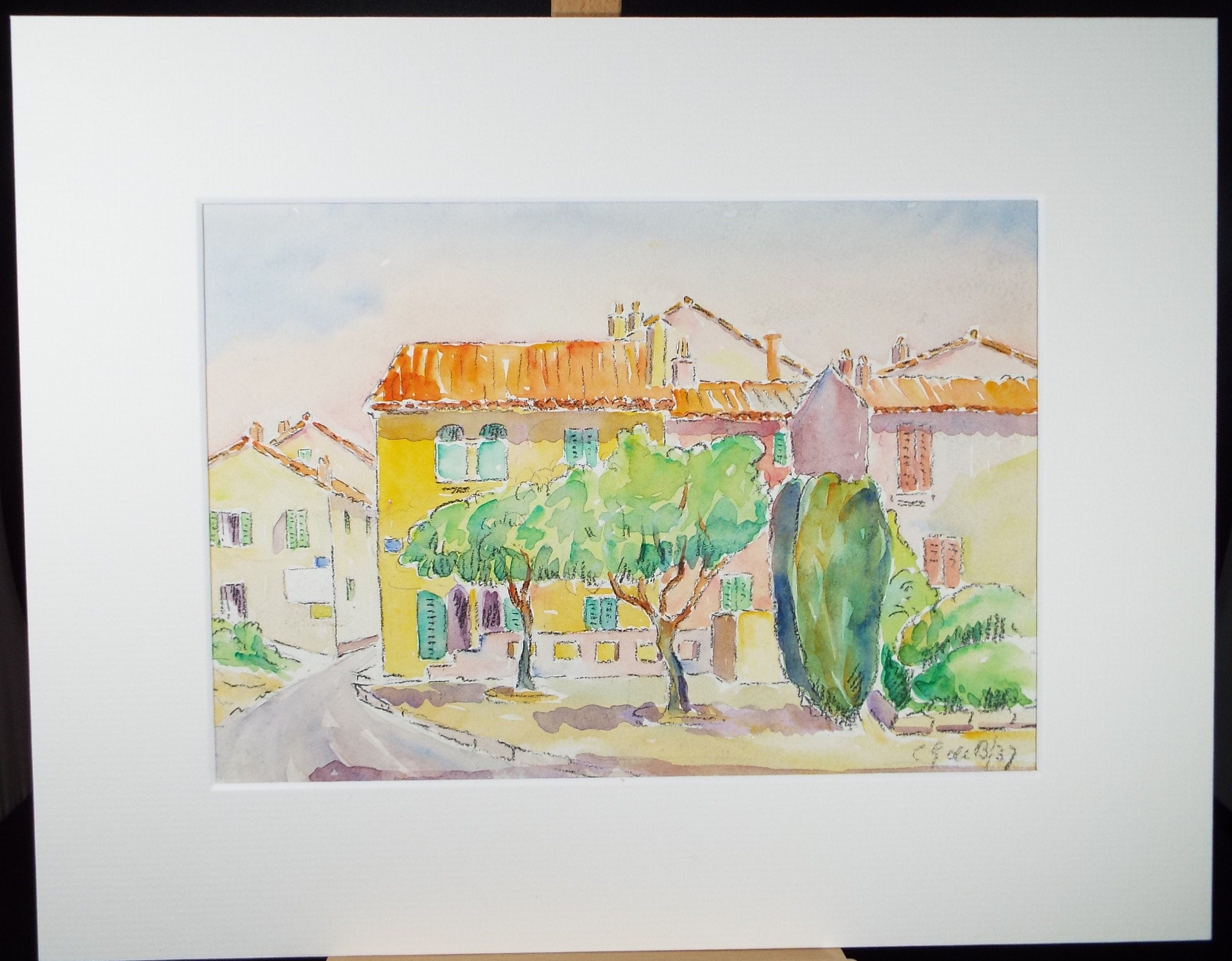 Original Watercolour & Pencil, 'Continental Steet', Cicely Glyn de Beers (1891-1973), Circa 1937