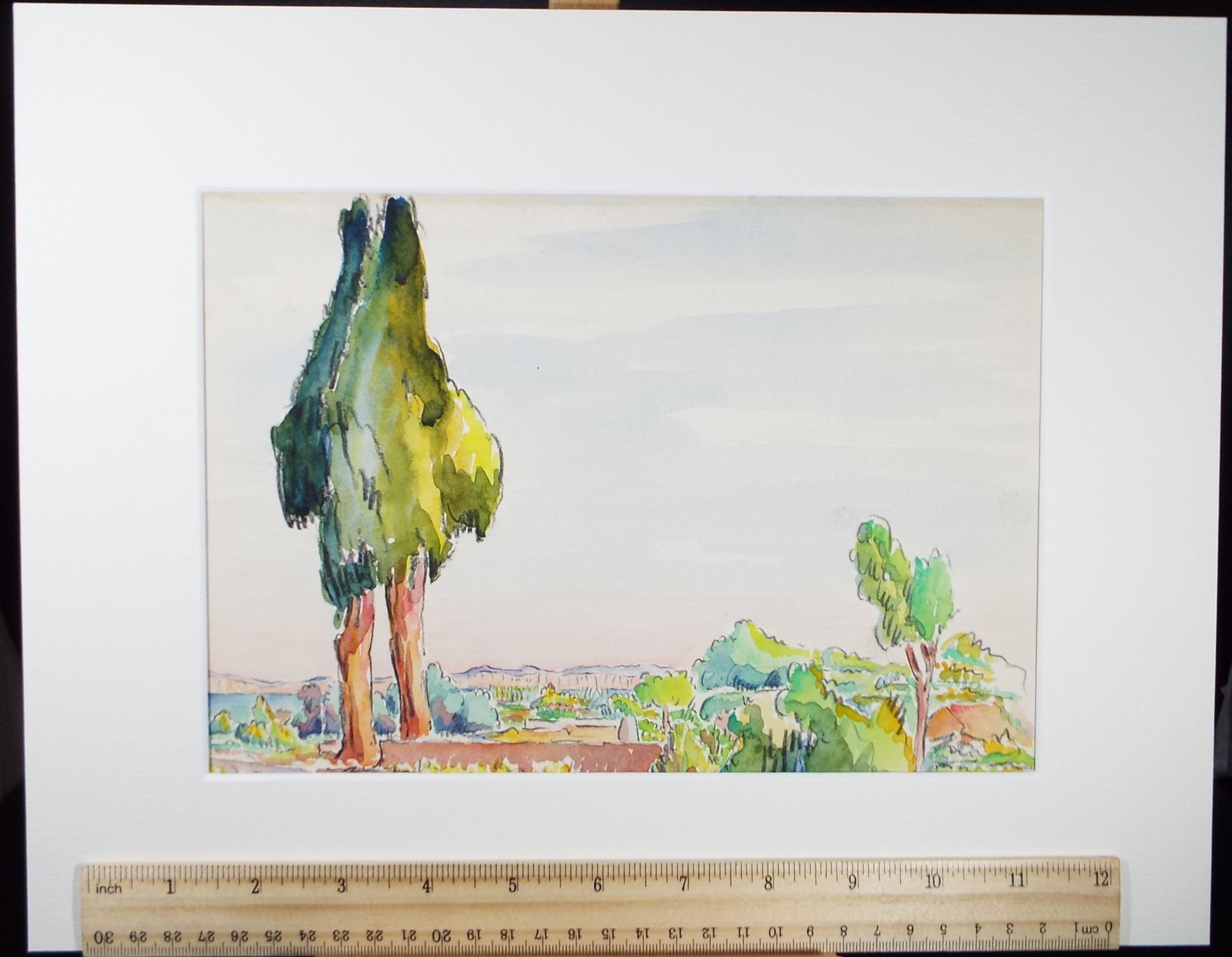 Original Watercolour & Pencil , 'Lavandou', Cicely Glyn de Beers (1891-1973), Dated 1937