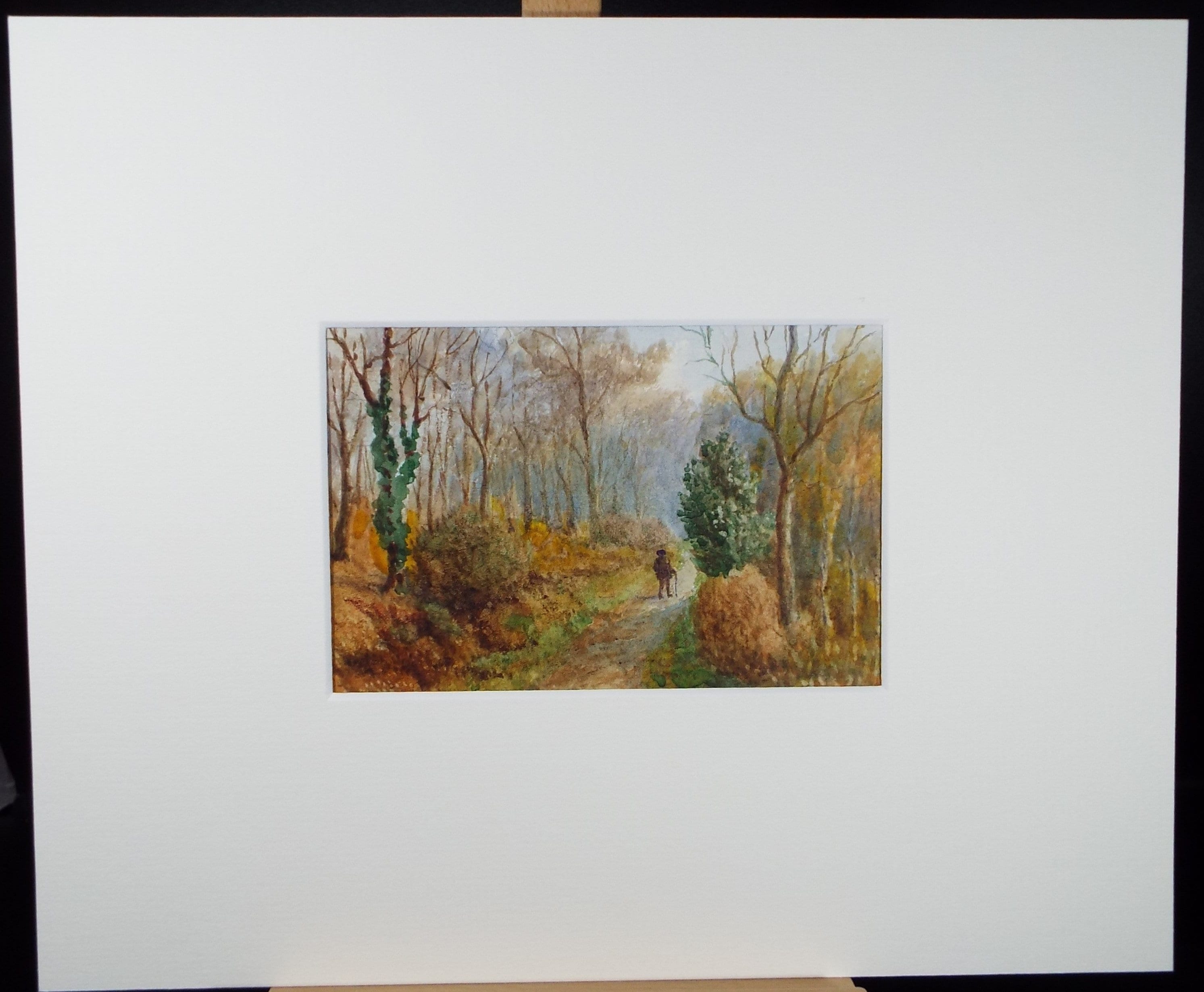 Original Watercolour, 'Figure in woodland, Caerwys', Edwin Brown (1845-1936), circa 1920's