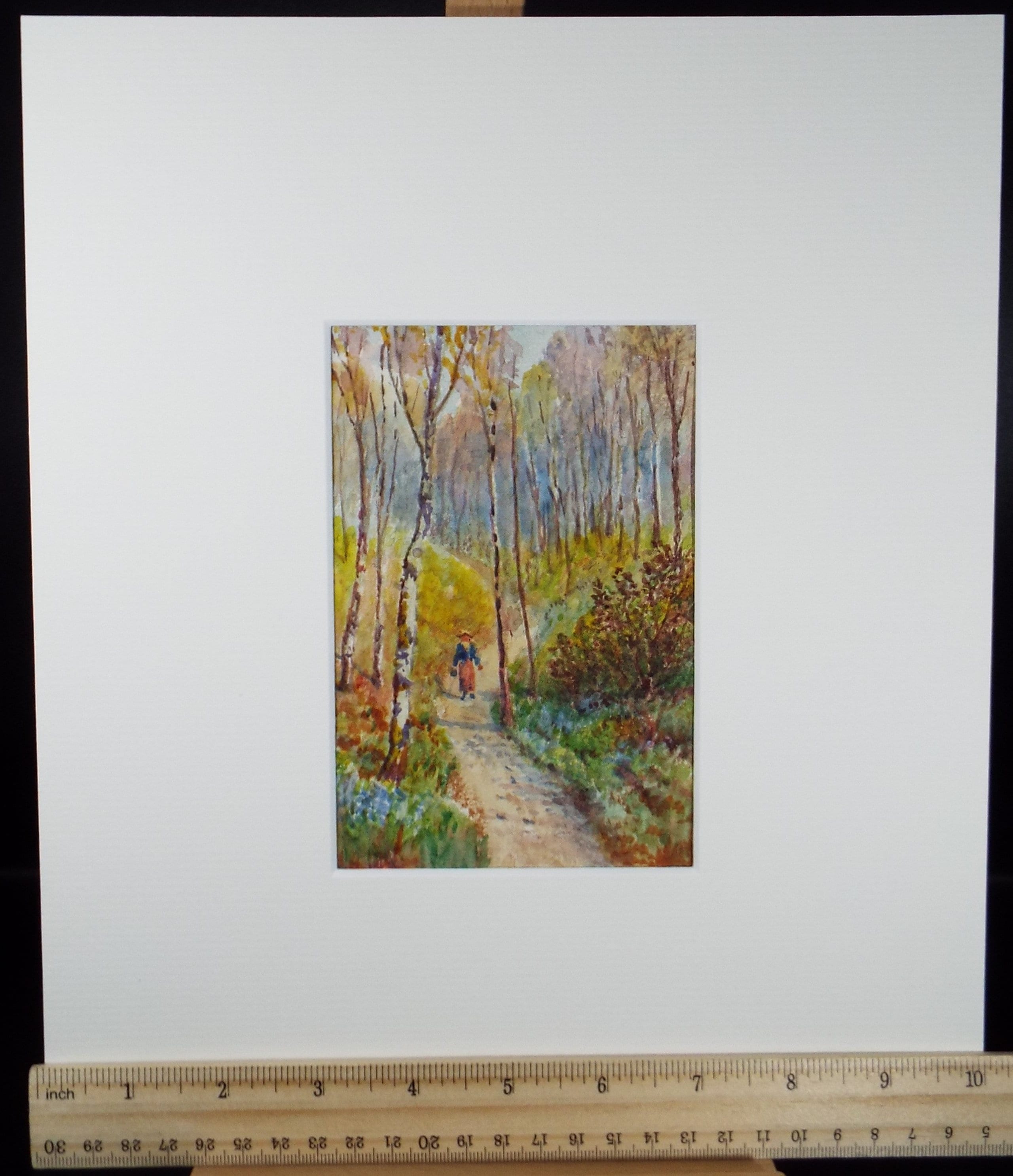 Original Watercolour, 'Figure in Woodland, Caerwys', Edwin Brown (1845-1936), circa 1920's