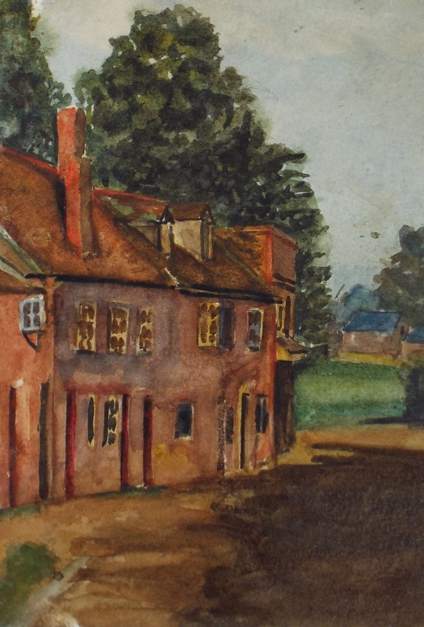 Original Watercolour, 'Church End, Redbourne' Circa 1920's ,Artist Unknown