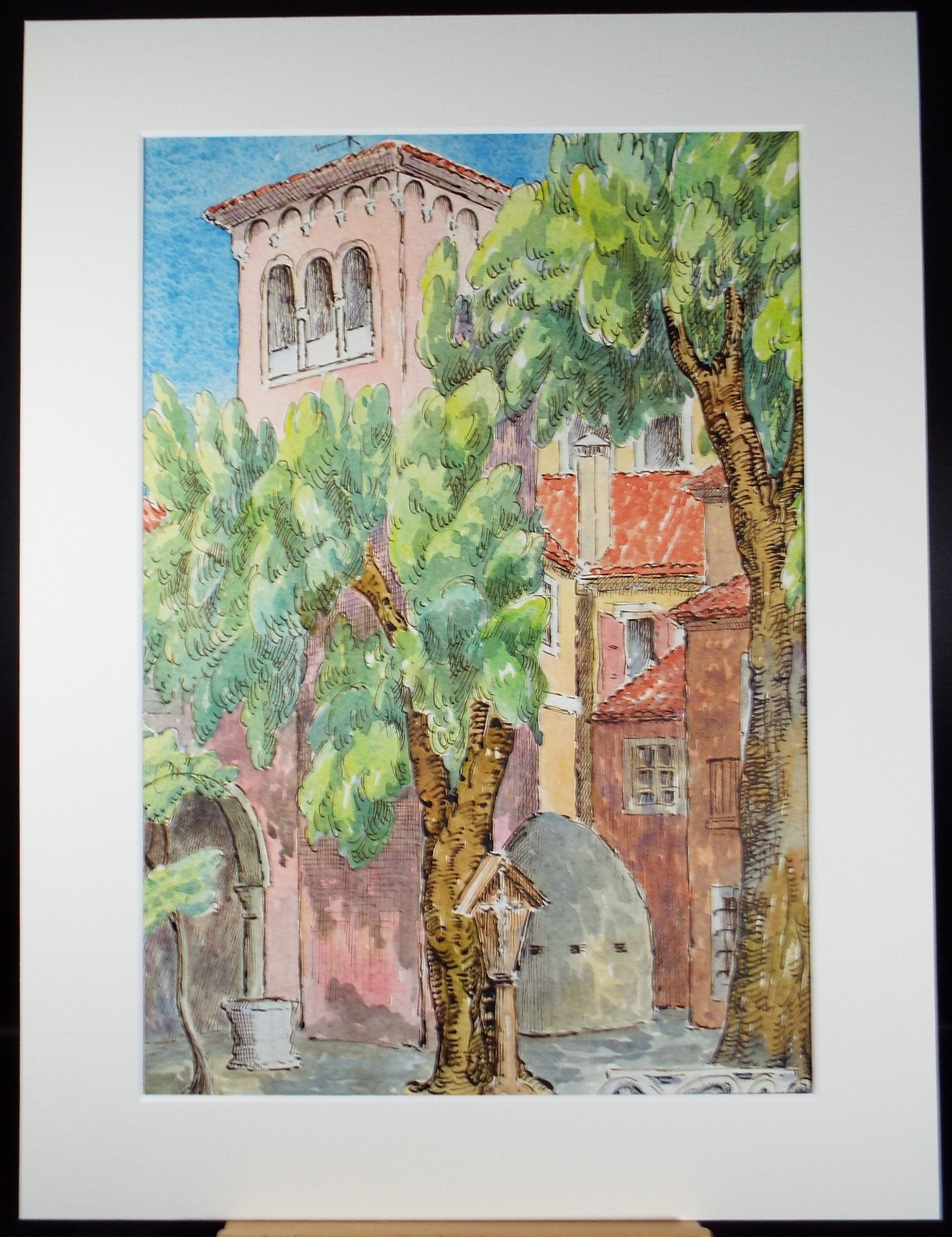 Original Watercolour & Pencil, 'Campo san Zacaria', Cicely Glyn de Beers (1891-1973), Dated 1958