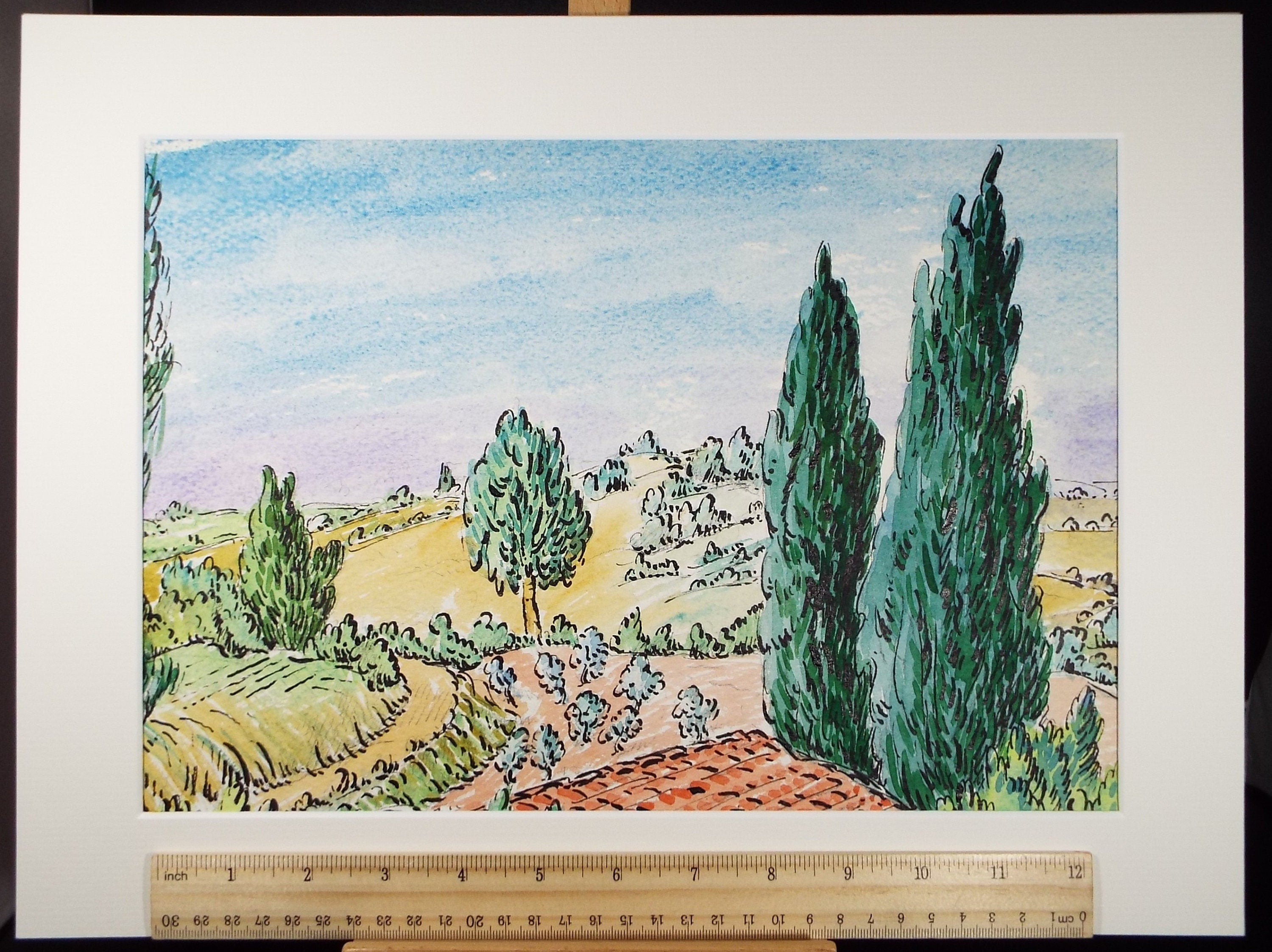 Original Watercolour & Pencil, 'Mougins', Cicely Glyn de Beers (1891-1973), Dated 1960