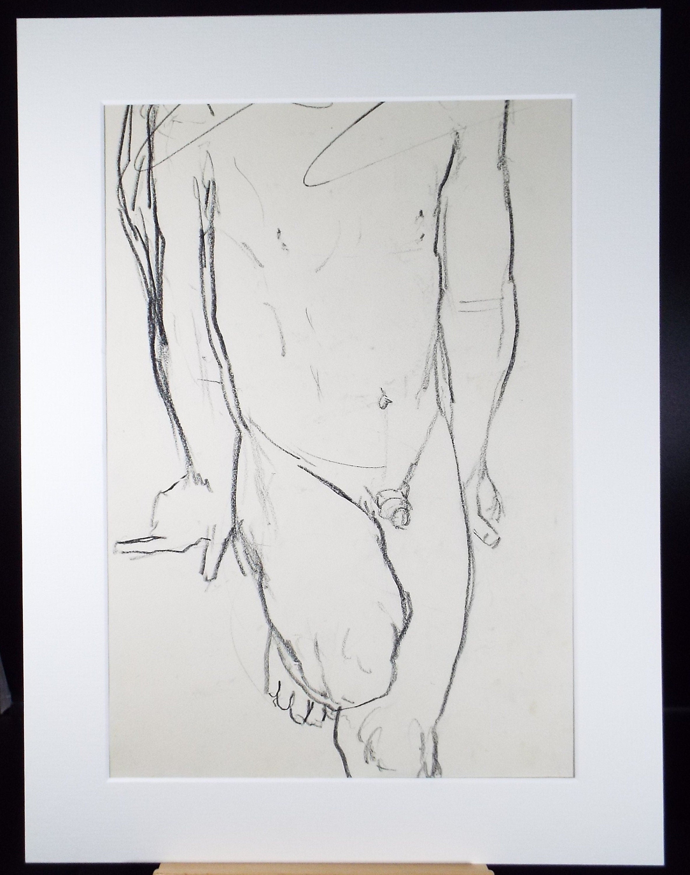 Original Conte Drawing, 'Male Nude' Leslie Duxbury ARCA (1921-2001), Circa 1970's