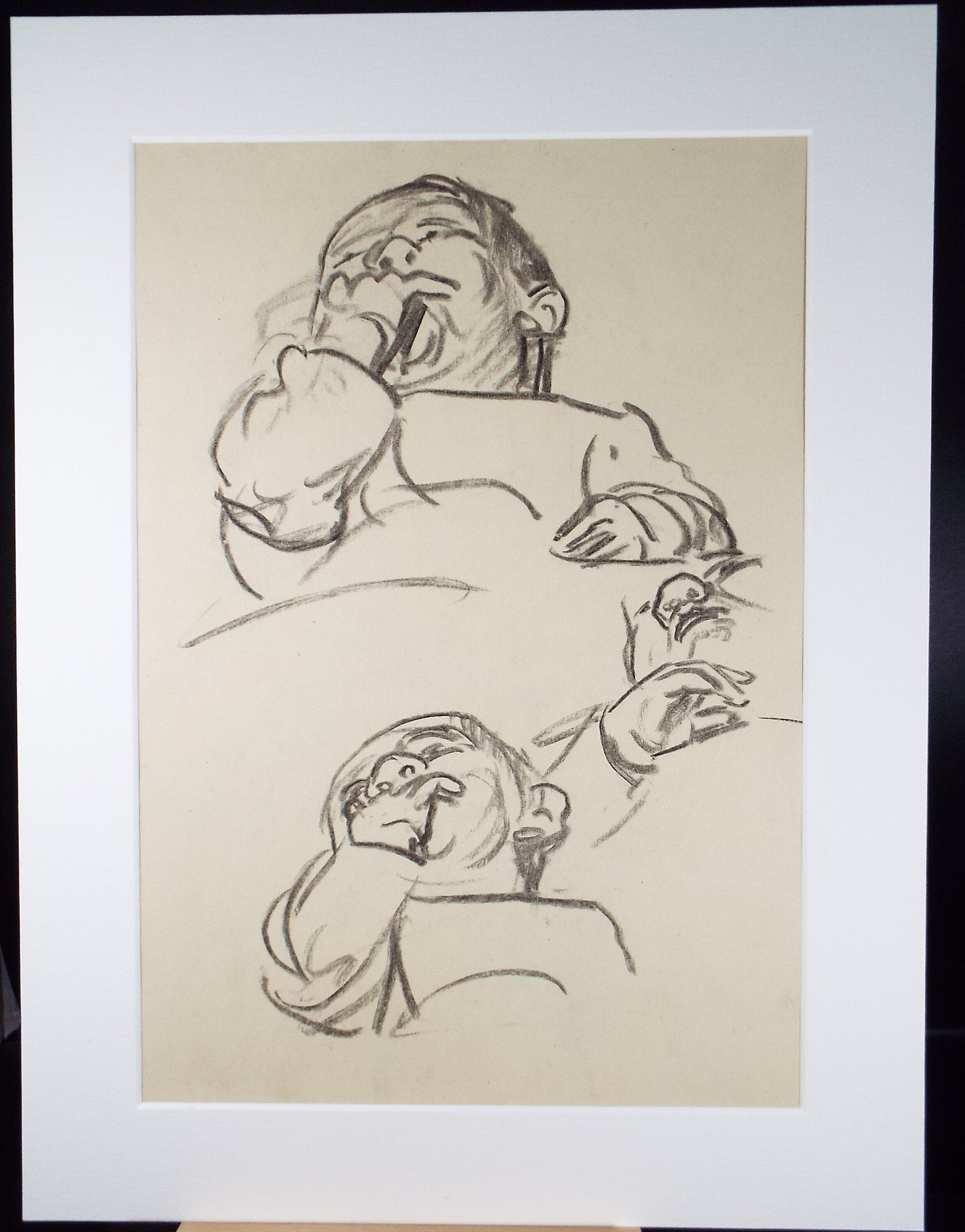 Original Conte Drawing, 'Baby Study', Leslie Duxbury ARCA (1921-2001), Circa 1970's