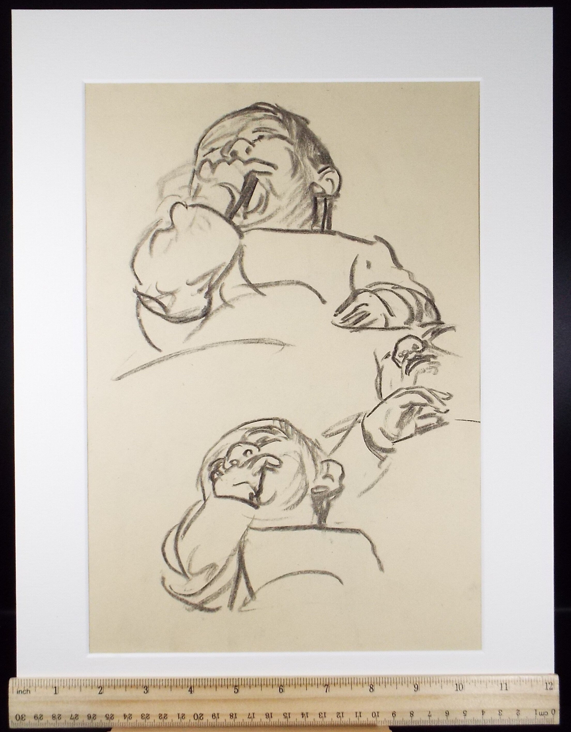 Original Conte Drawing, 'Baby Study', Leslie Duxbury ARCA (1921-2001), Circa 1970's