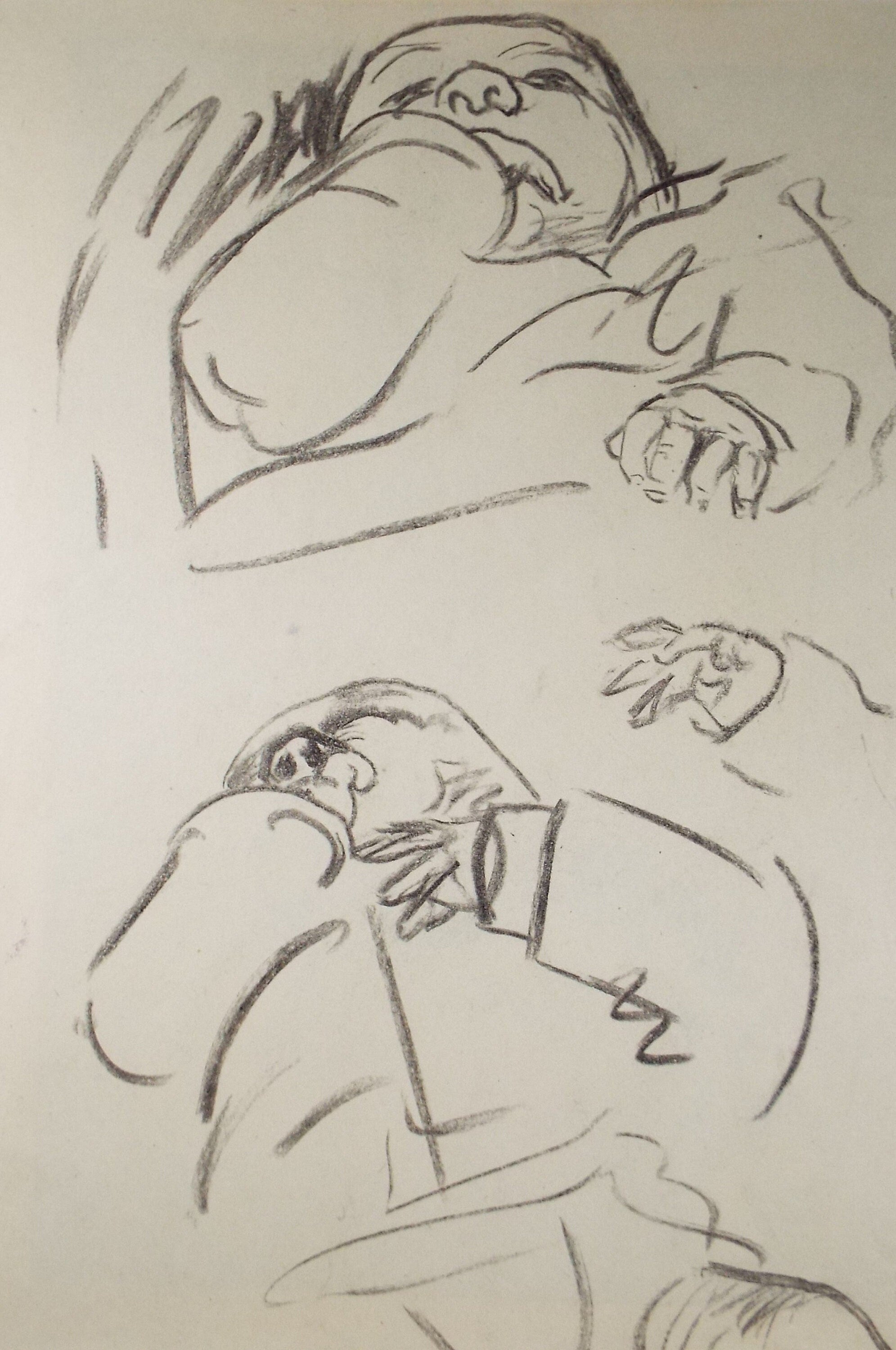 Original Conte Drawing, 'Baby Study', Leslie Duxbury ARCA (1921-2001), Circa 1970's