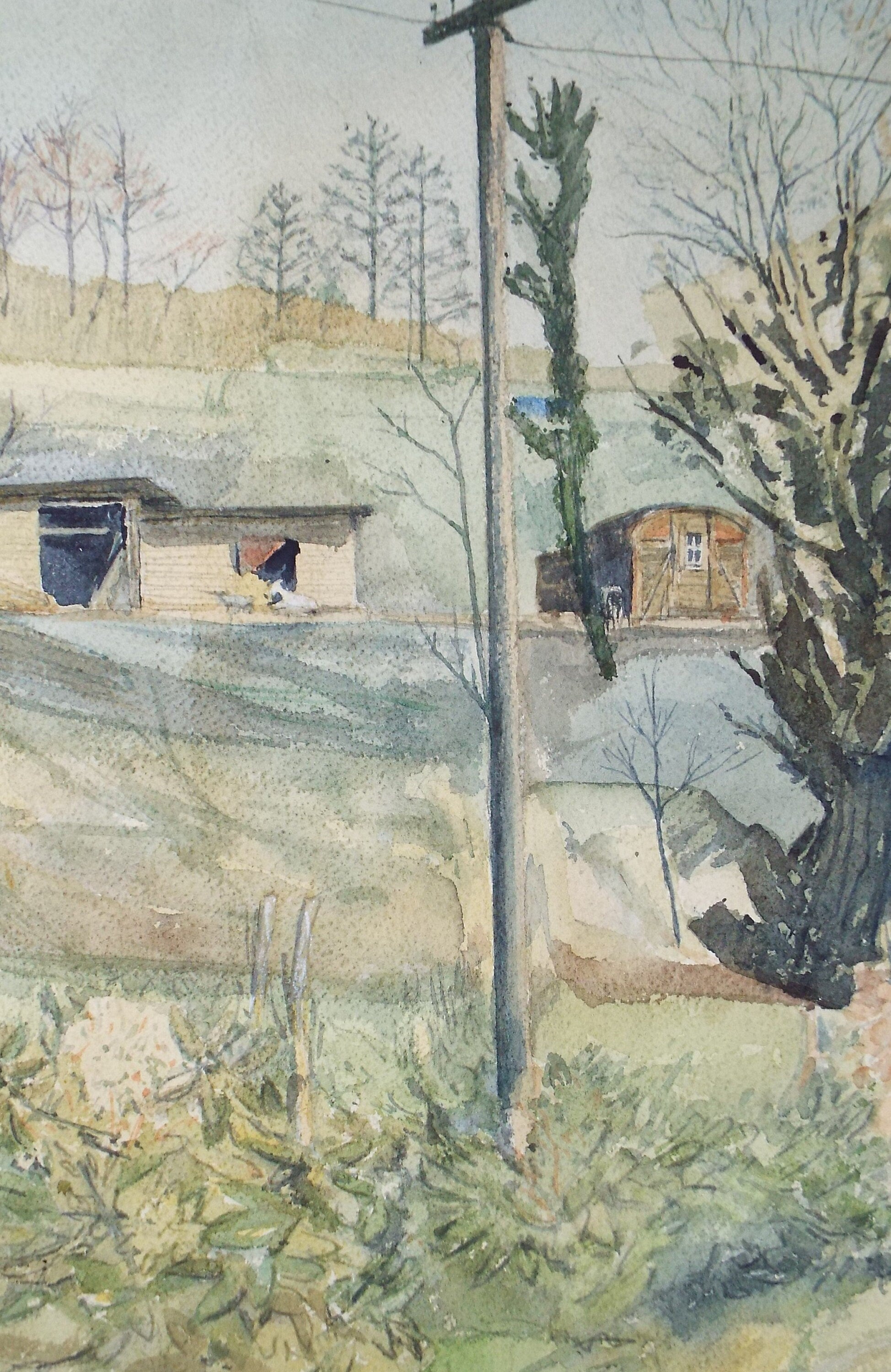 Original Watercolour on Paper, 'Poultry Farm', Leslie Duxbury ARCA (1921-2001), Circa 1950's