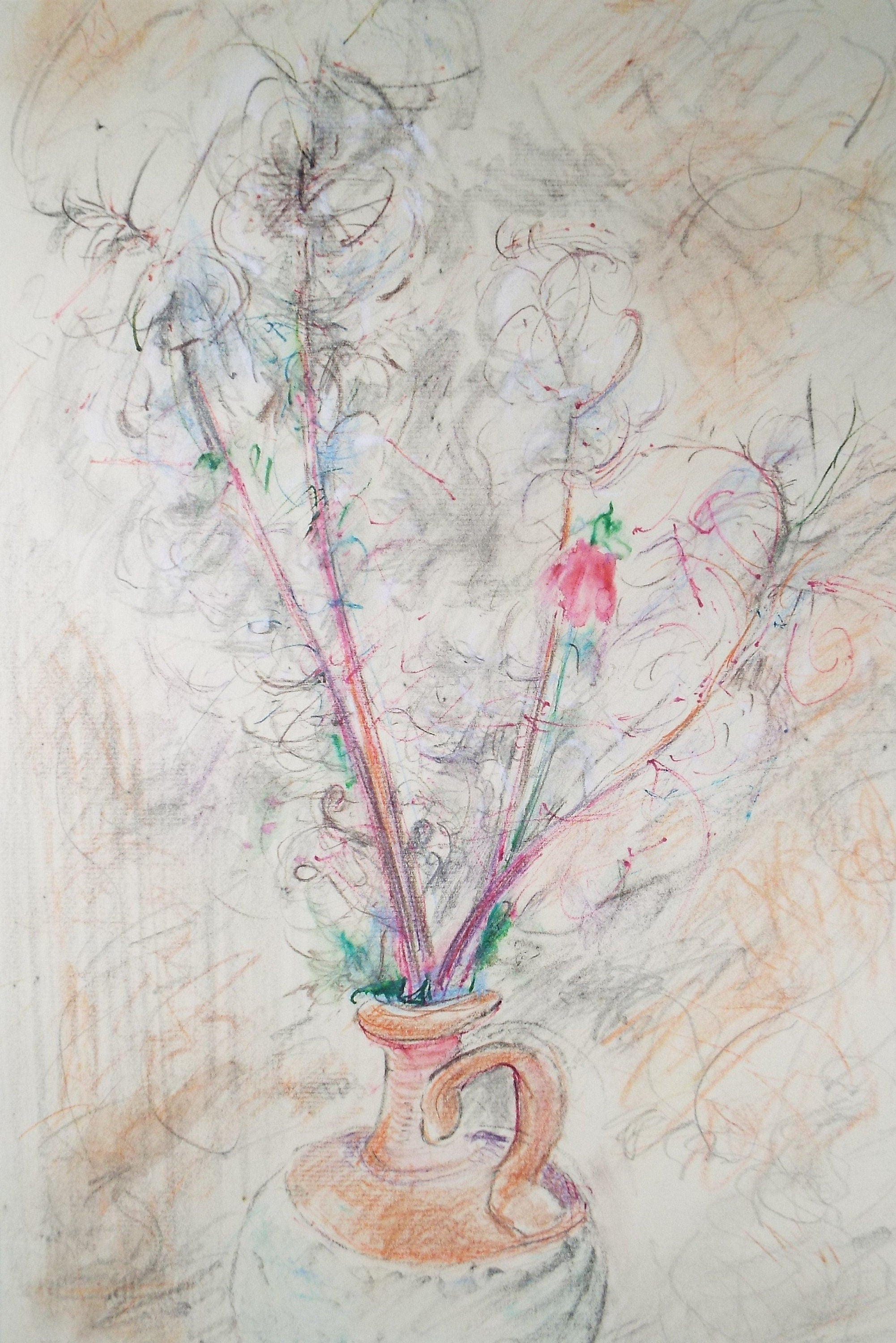 Original Coloured Pencil drawing 'Flowers Still Life', Leslie Duxbury ARCA (1921-2001), Circa 1950's