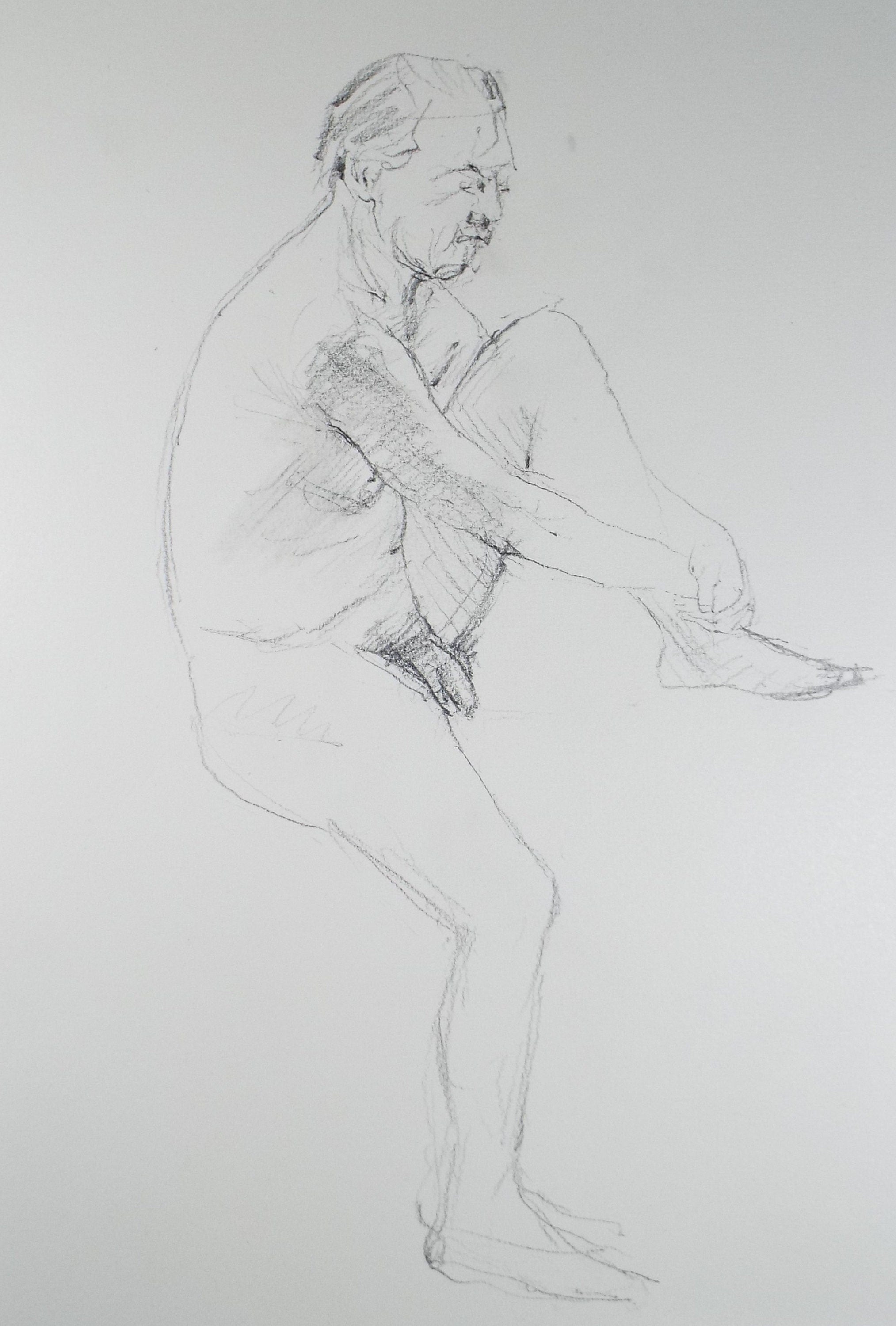 Original Pencil Drawing, 'Male Nude' Leslie Duxbury ARCA (1921-2001), Circa 1970's