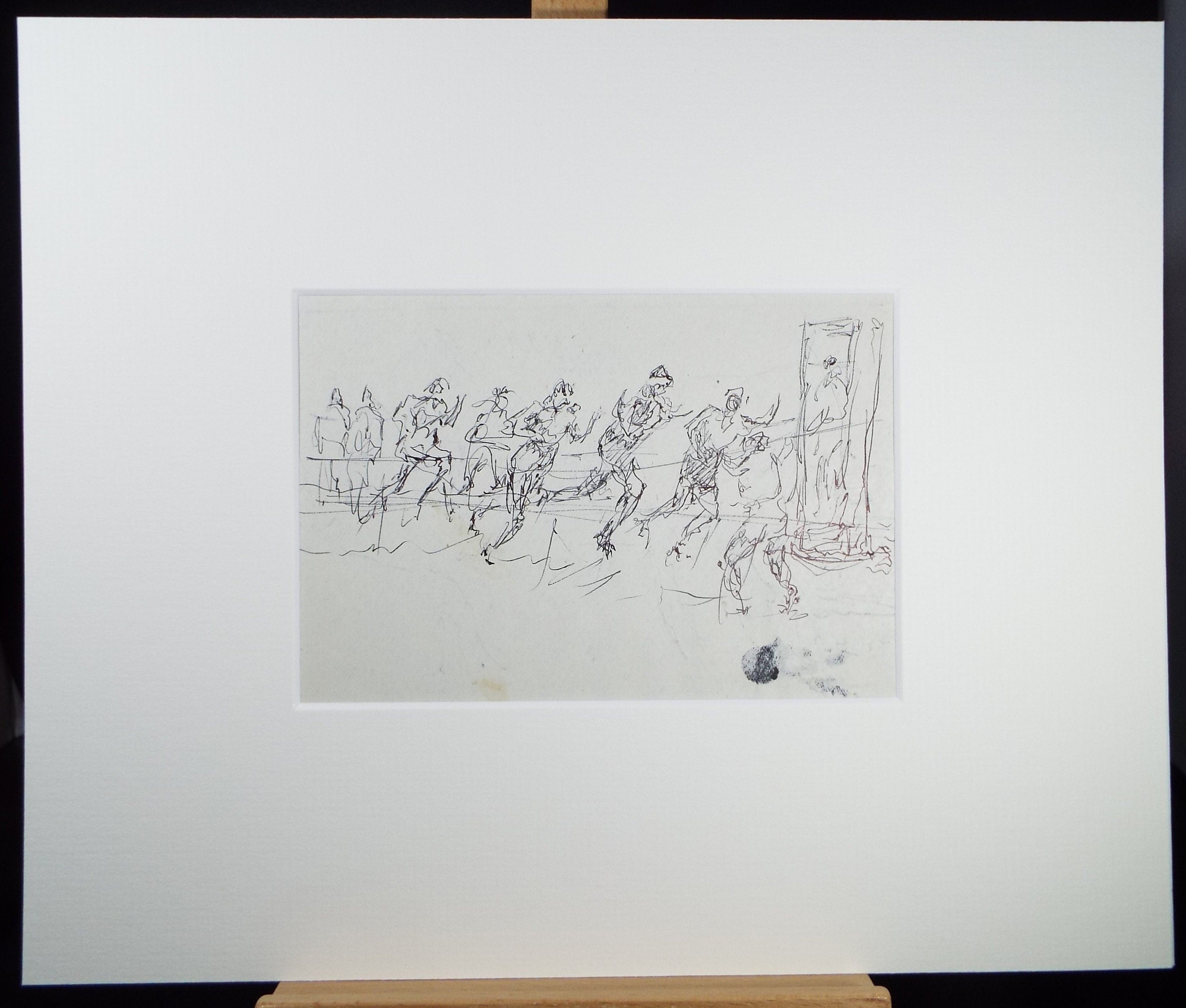 Original Pen & ink sketch, 'Football Match', Hugh McKenzie (1909-2005), Mid 20th Century