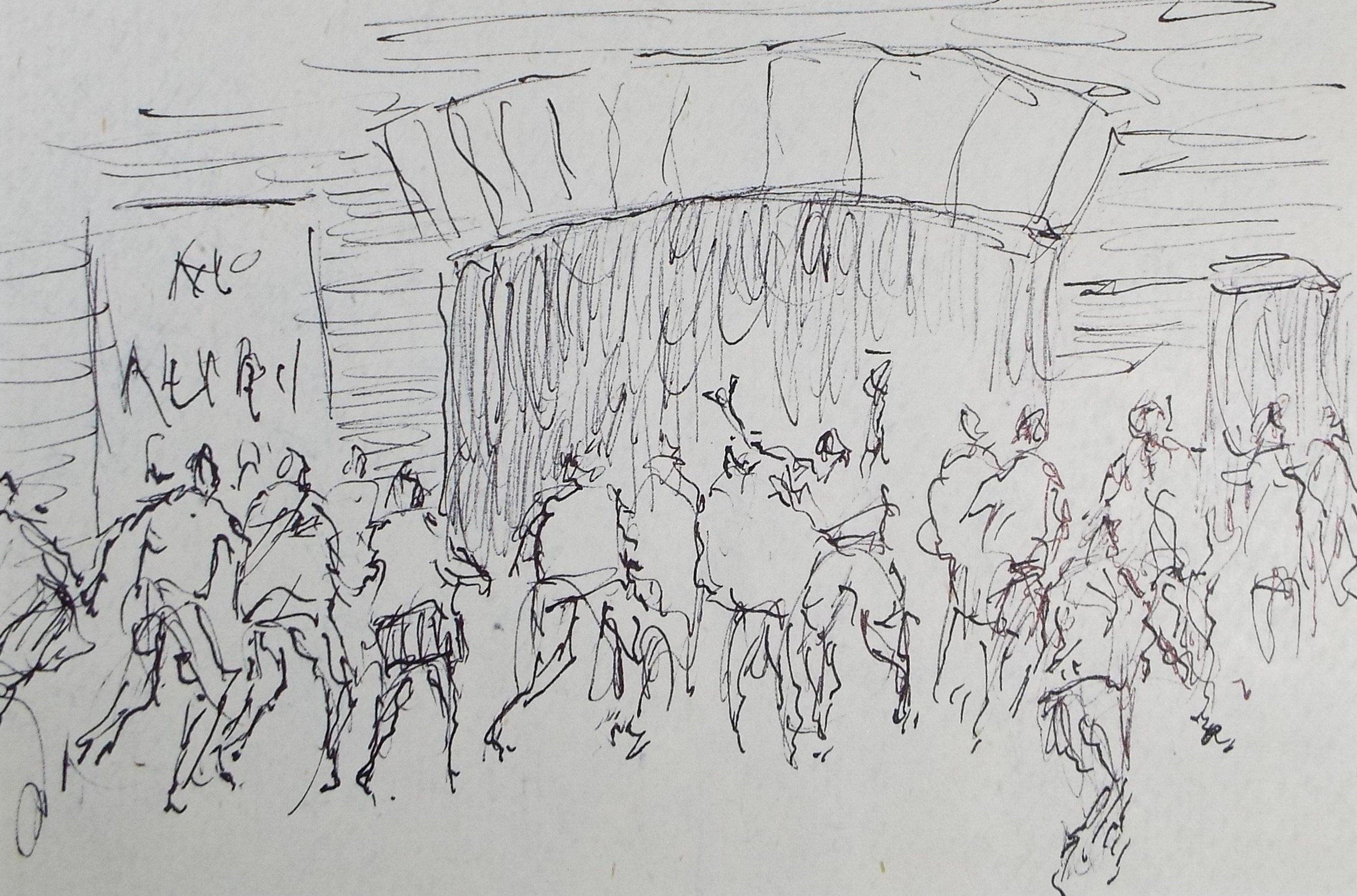 Original Pen & ink sketch, 'Football Crowd', Hugh McKenzie (1909-2005), Mid 20th Century
