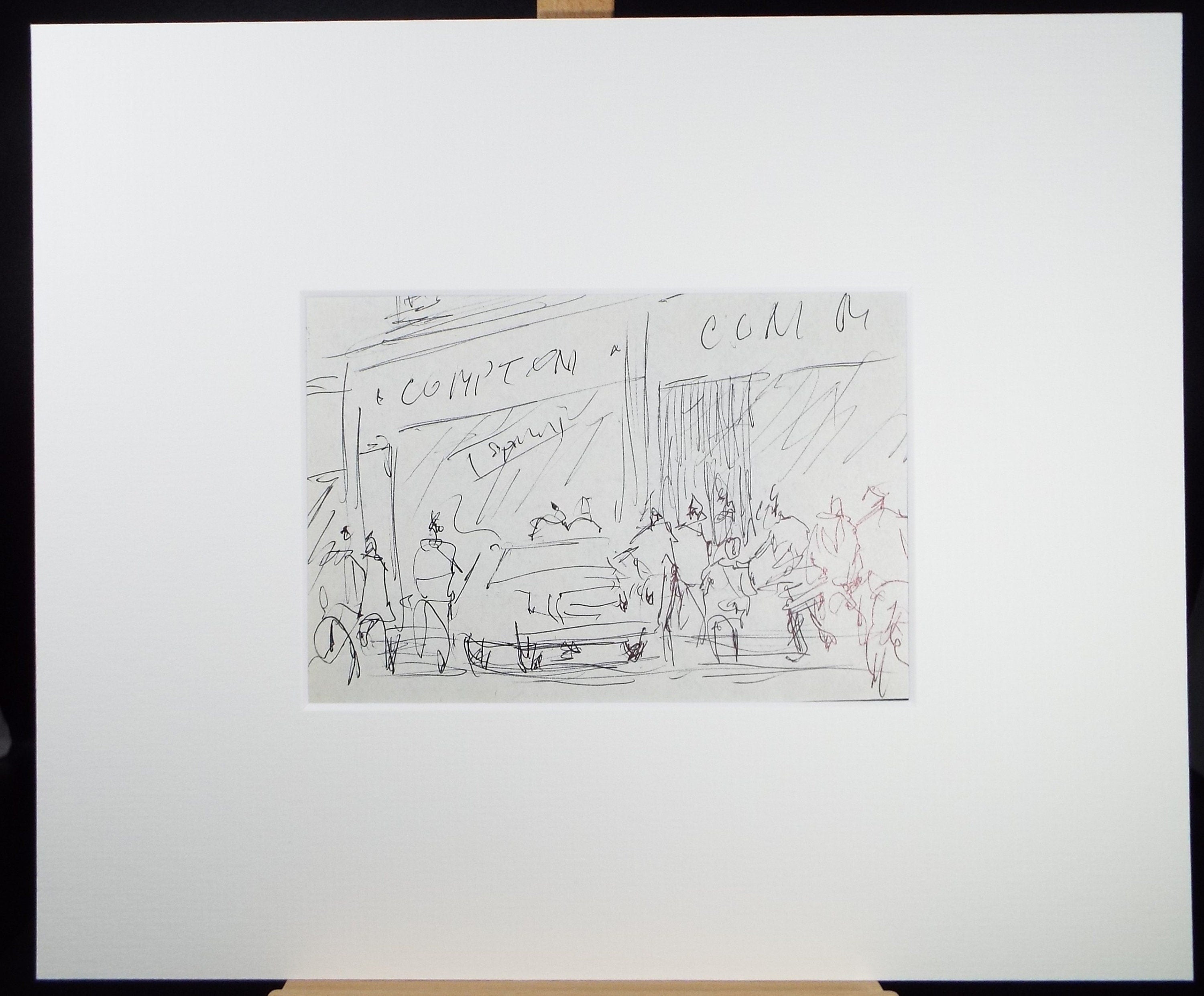 Original Pen & ink sketch, 'Street Scene with Figures', Hugh McKenzie (1909-2005), Mid 20th Century