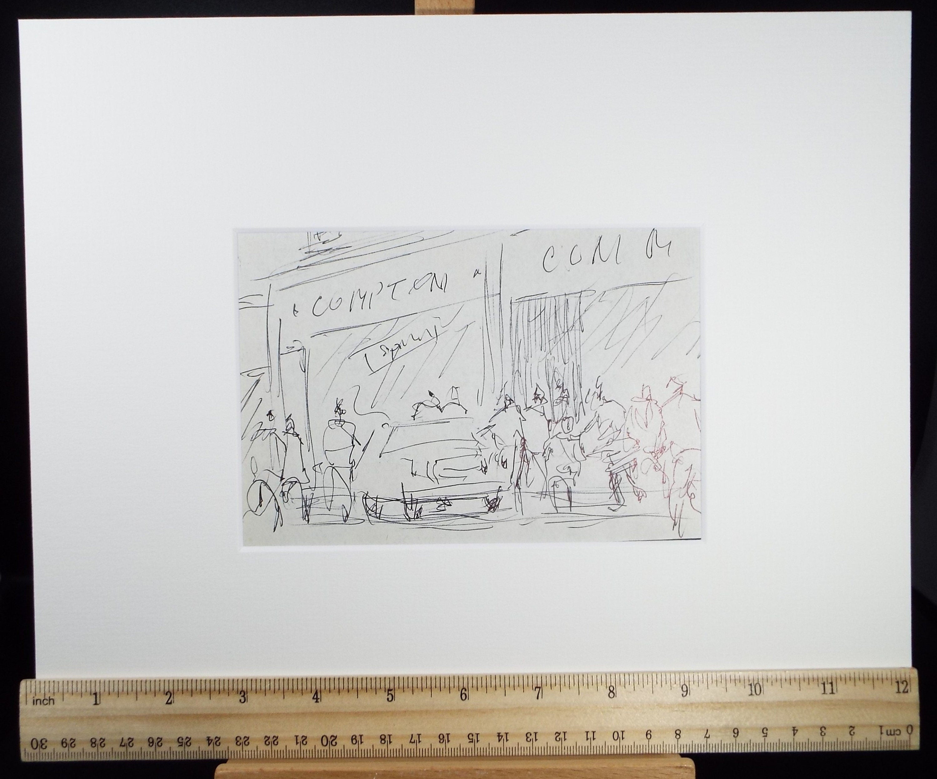 Original Pen & ink sketch, 'Street Scene with Figures', Hugh McKenzie (1909-2005), Mid 20th Century