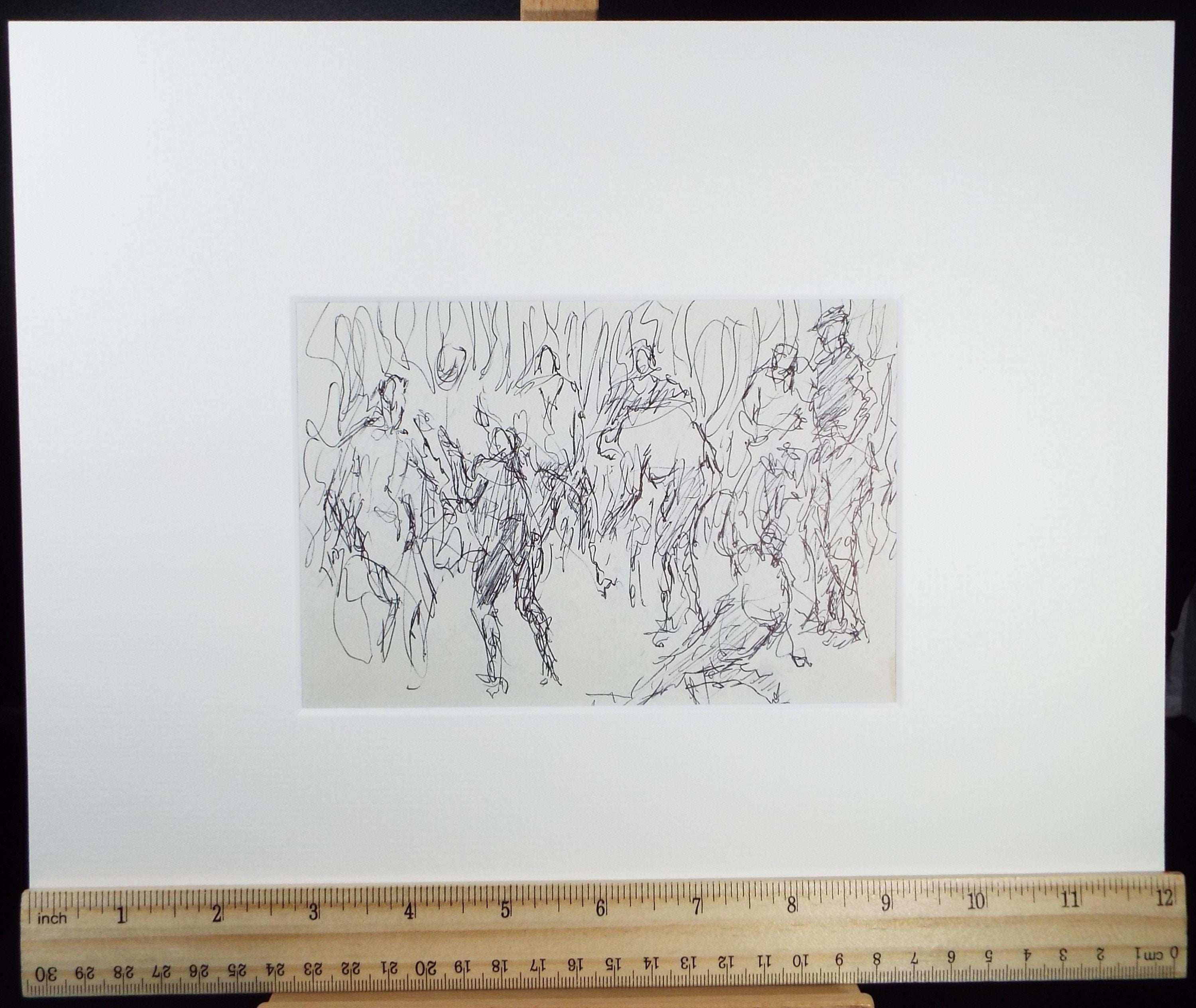 Original Pen & ink sketch, 'Group of Figures', Hugh McKenzie (1909-2005), Mid 20th Century