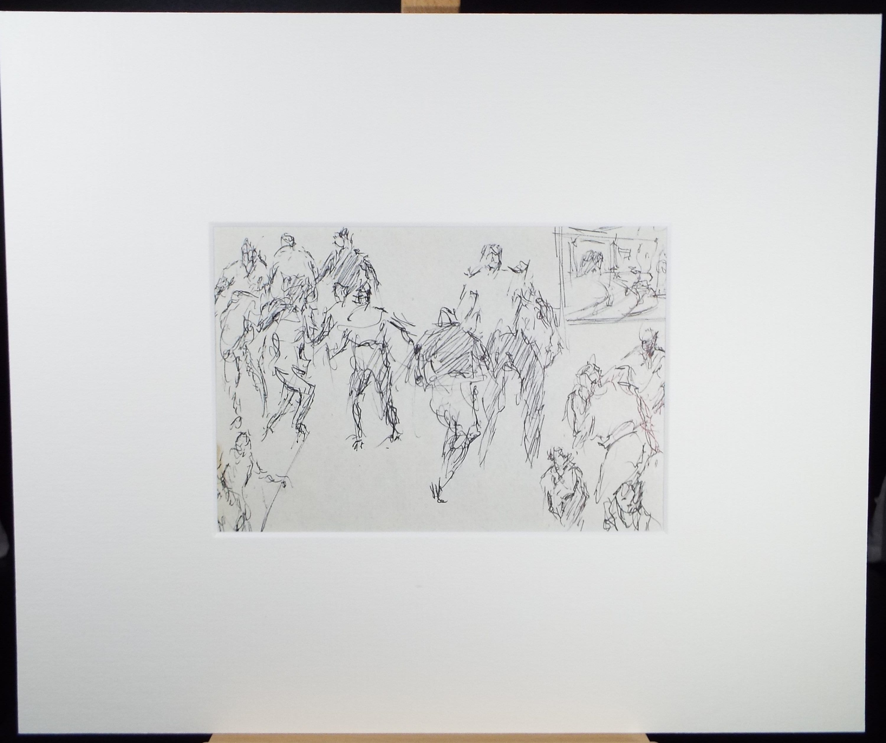 Original Pen & ink sketch, 'Street Scene with Figures', Hugh McKenzie (1909-2005), Mid 20th Century