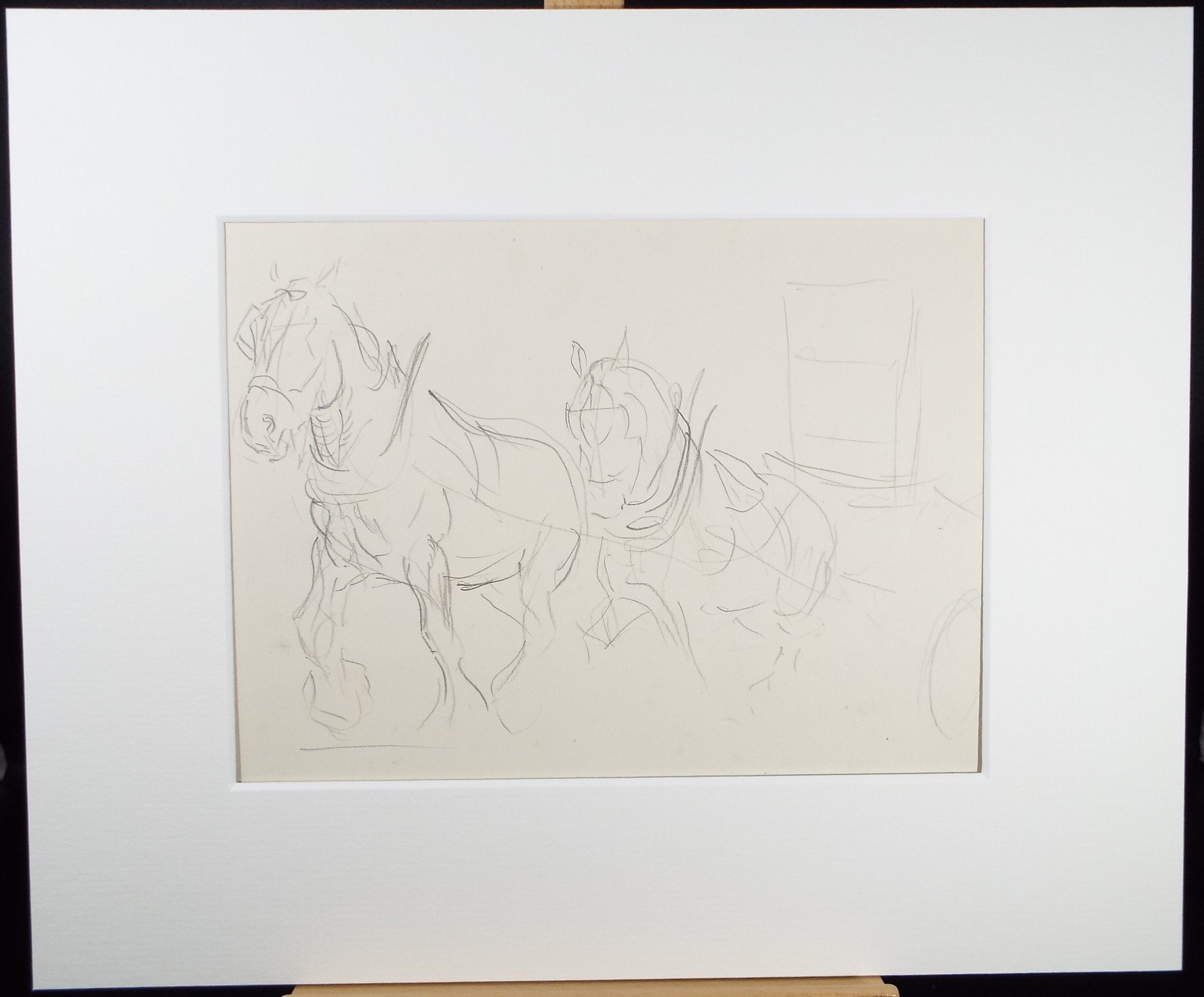 Original Pencil Sketch,'Study of Heavy horses', Helen Collins (1921-1990), circa 1938/9