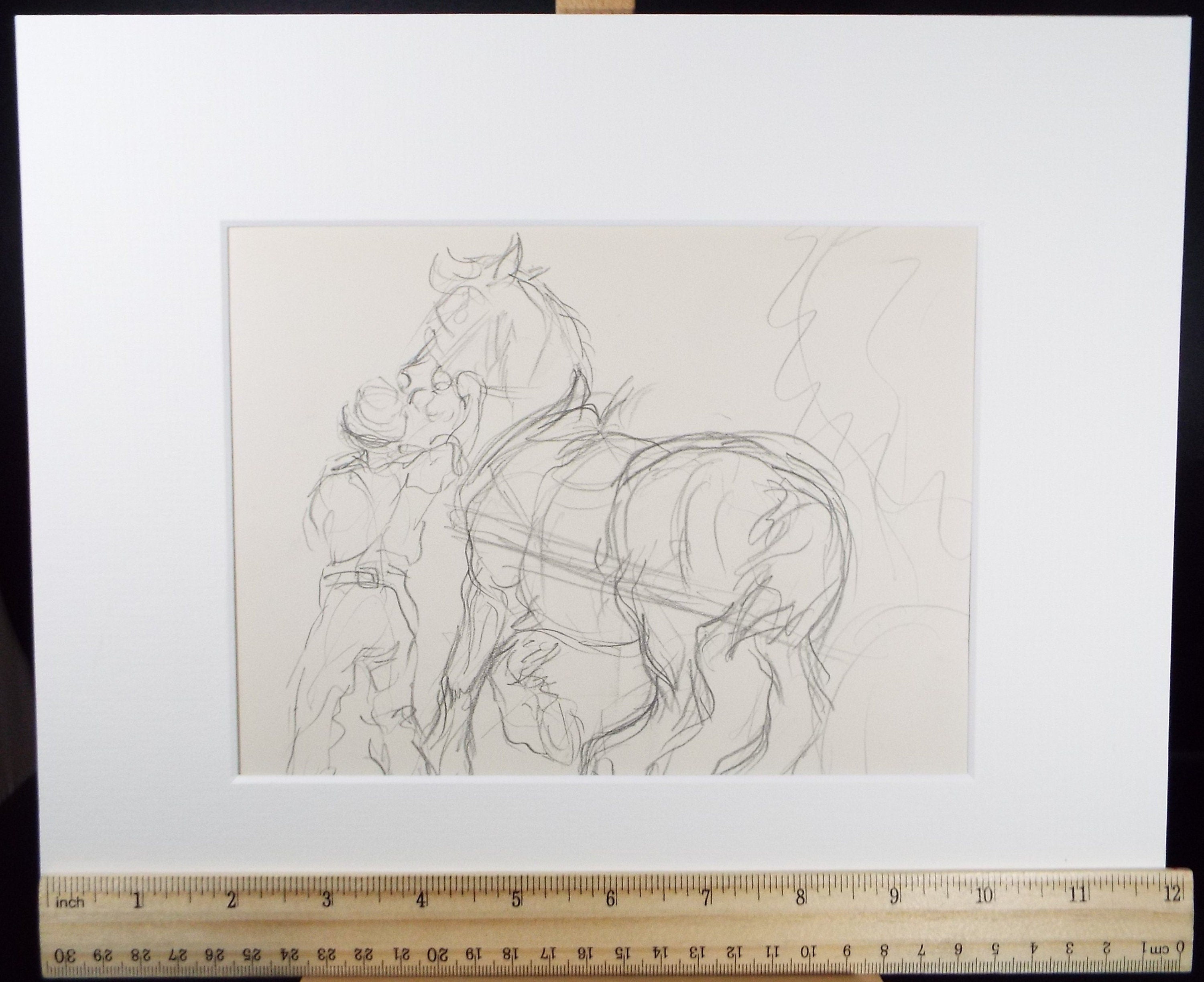 Original Pencil Sketch,'Study of a Heavy horse', Helen Collins (1921-1990), circa 1938/9