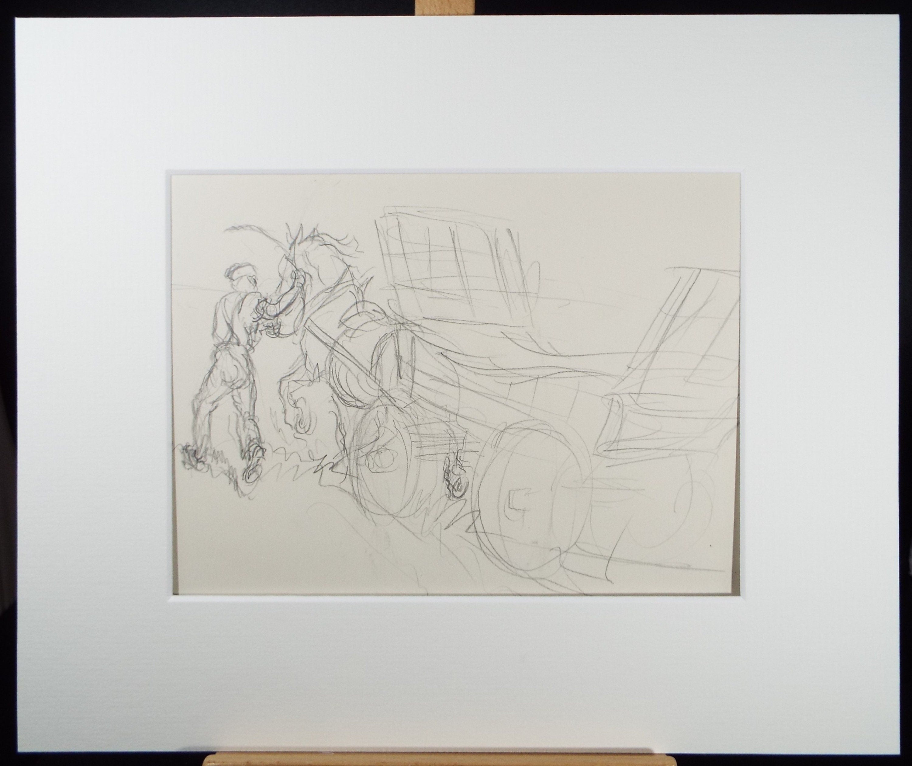 Original Pencil Sketch,'Study of a Heavy horse', Helen Collins (1921-1990), circa 1938/9