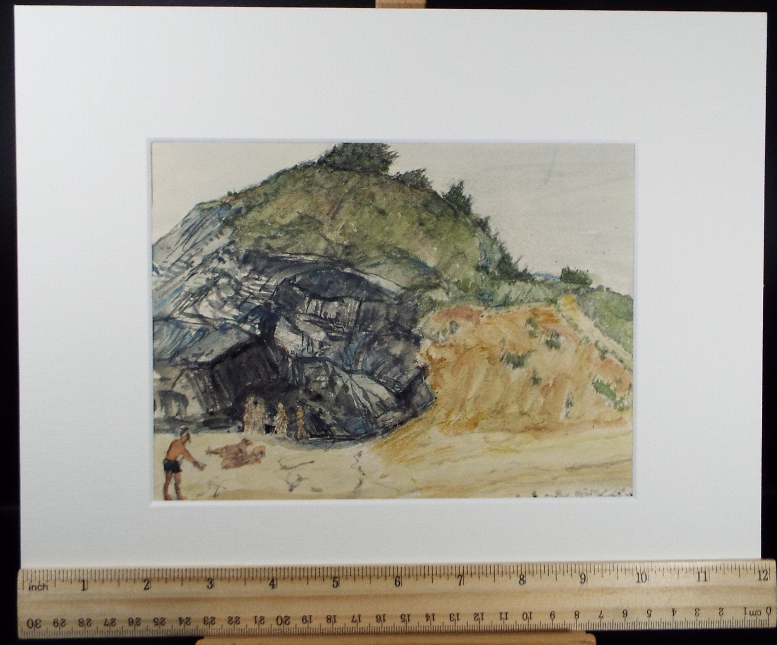 Original Watercolour on Paper, 'Figures on the Beach', Leslie Duxbury ARCA (1921-2001), Circa 1950's