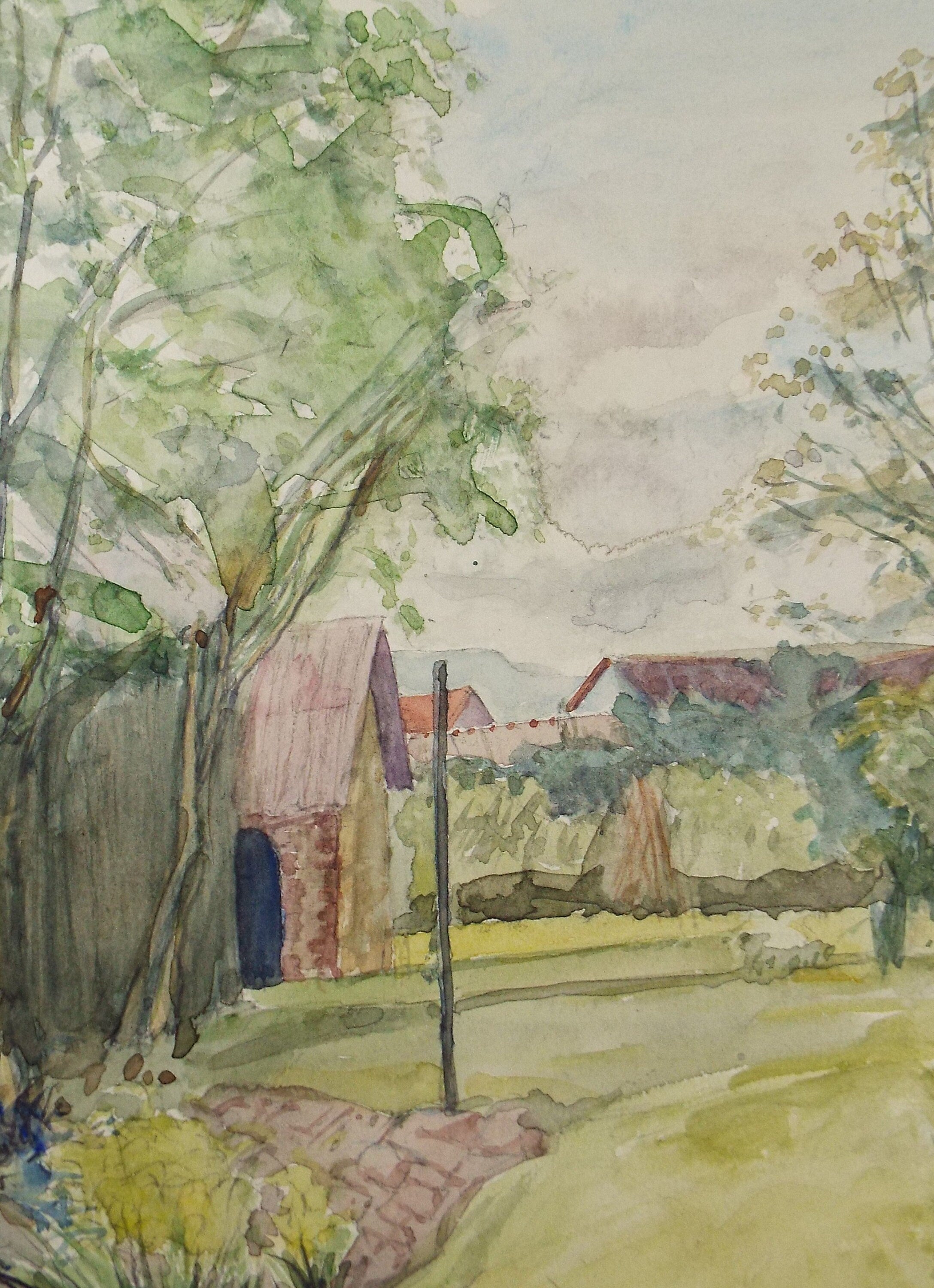 Original Watercolour on Paper, 'Farm Buildings', Leslie Duxbury ARCA (1921-2001), Circa 1950's