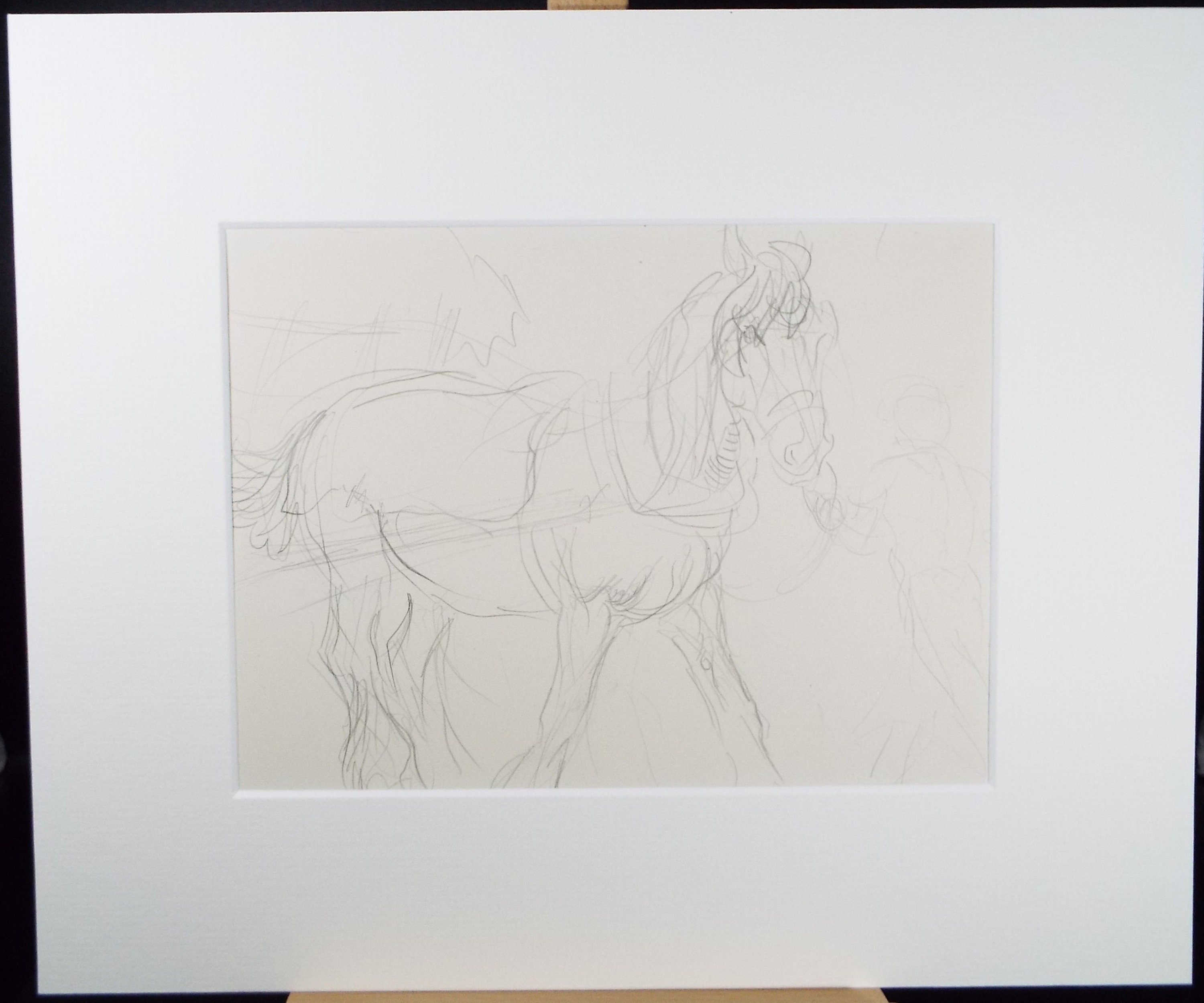 Original Pencil Sketch,'Study of a Heavy horse', Helen Collins (1921-1990), circa 1938/9