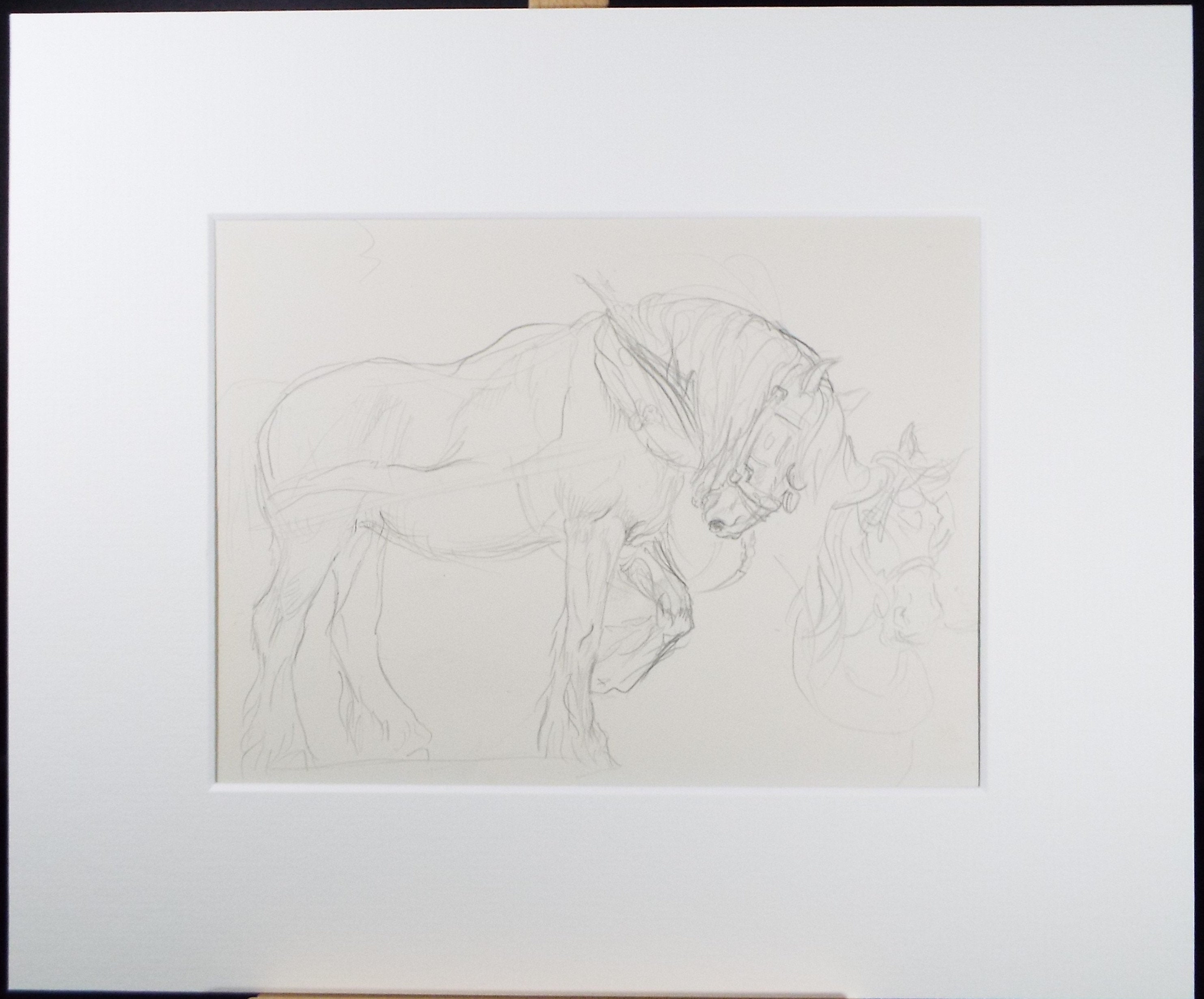 Original Pencil Sketch,'Study of Heavy horses', Helen Collins (1921-1990), circa 1938/9
