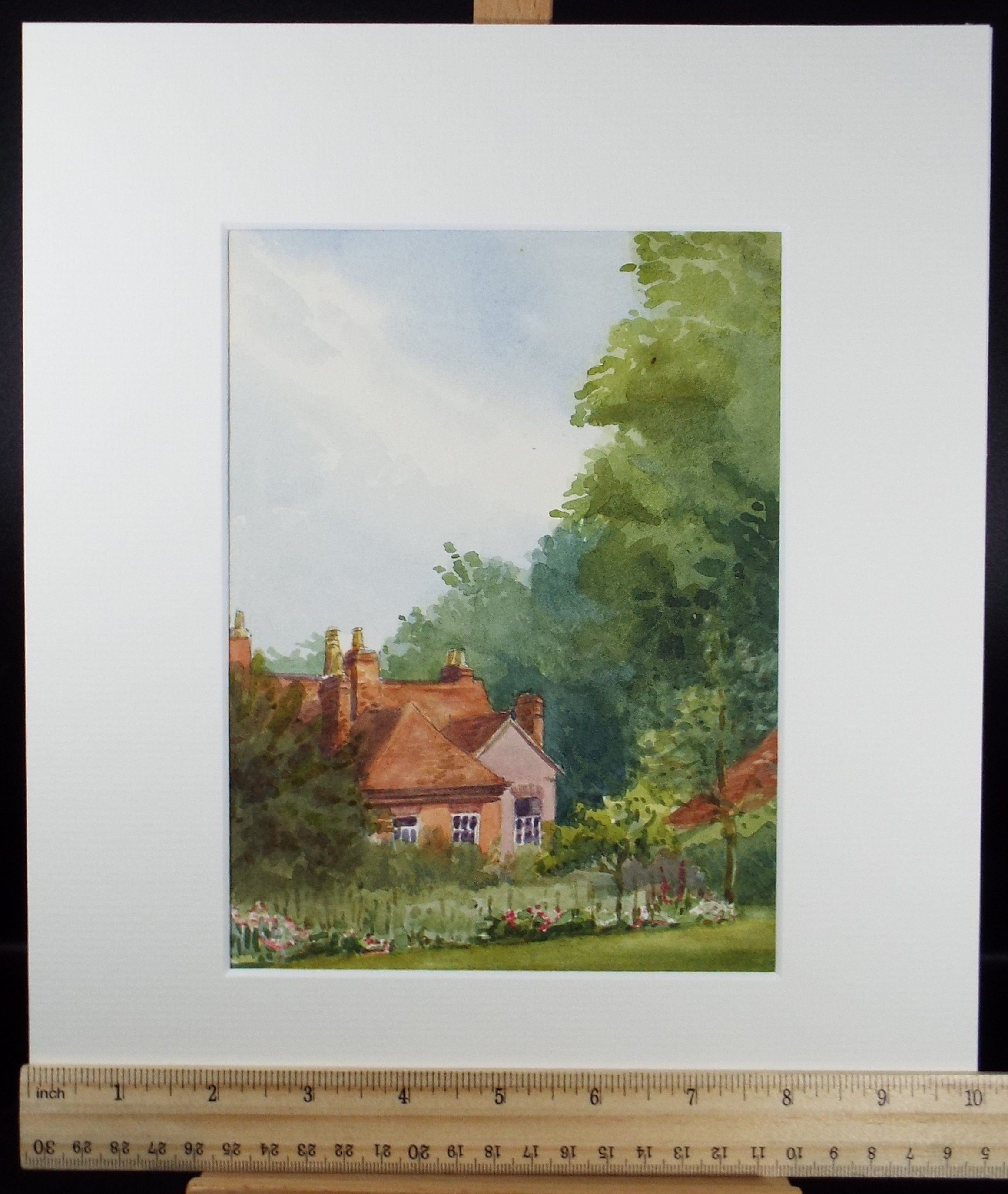 Original Watercolour, 'Country House with Garden', Circa 1890, Artist Unknown