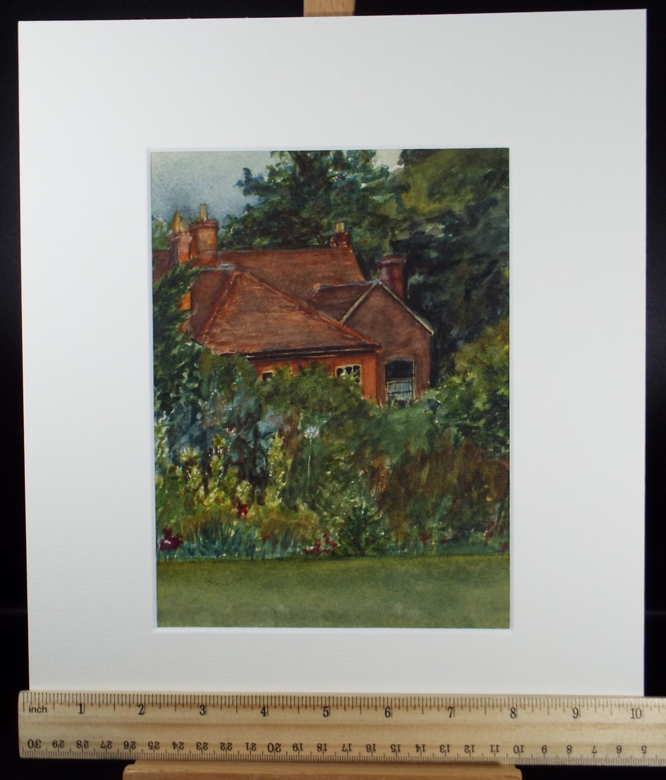 Original Watercolour, 'Country House with Garden', Circa 1890, Artist Unknown