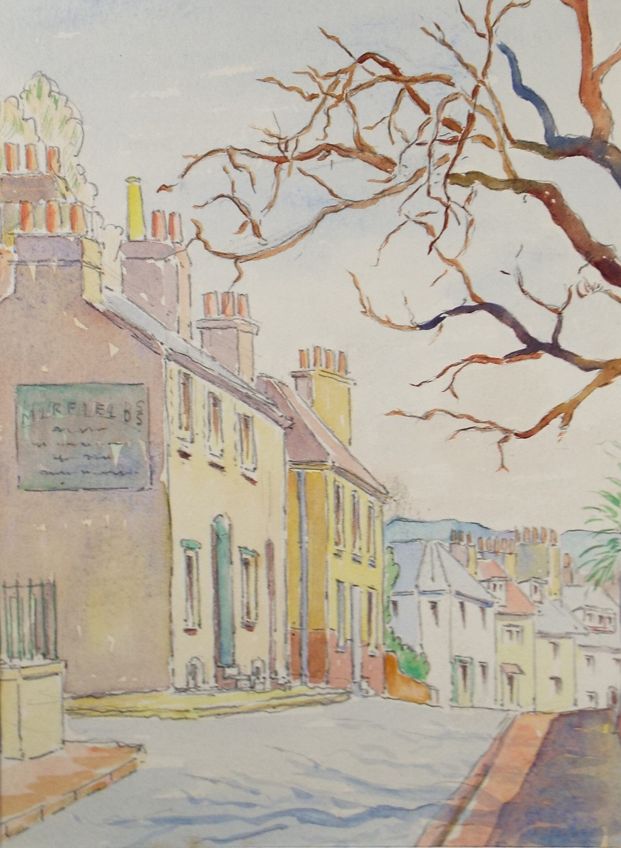 Original Watercolour, 'Street Scene', Circa 1900,Artist Unknown