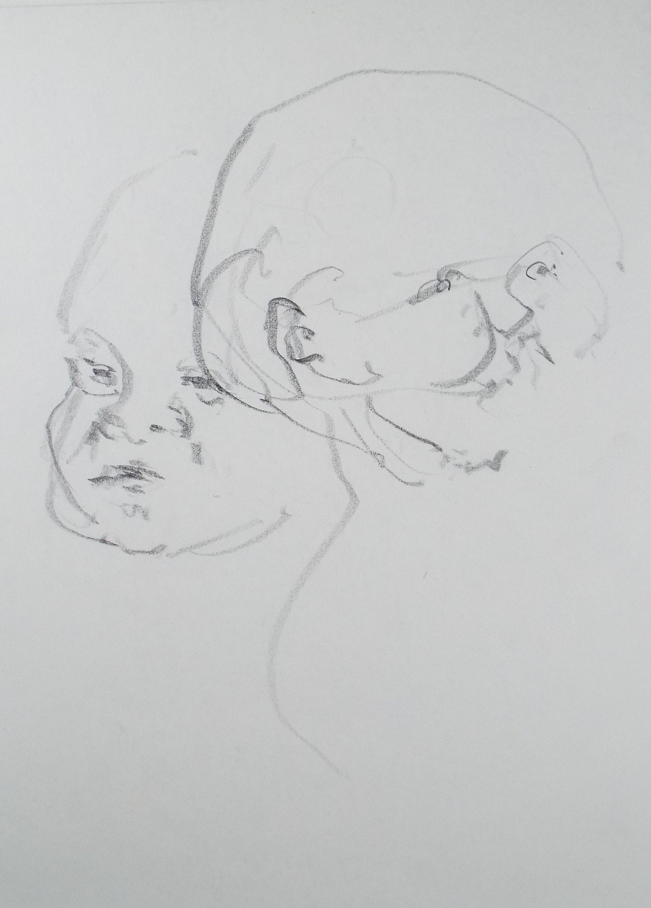 Original Pencil Drawing, 'Study of a Baby', Leslie Duxbury ARCA (1921-2001), Circa 1970's
