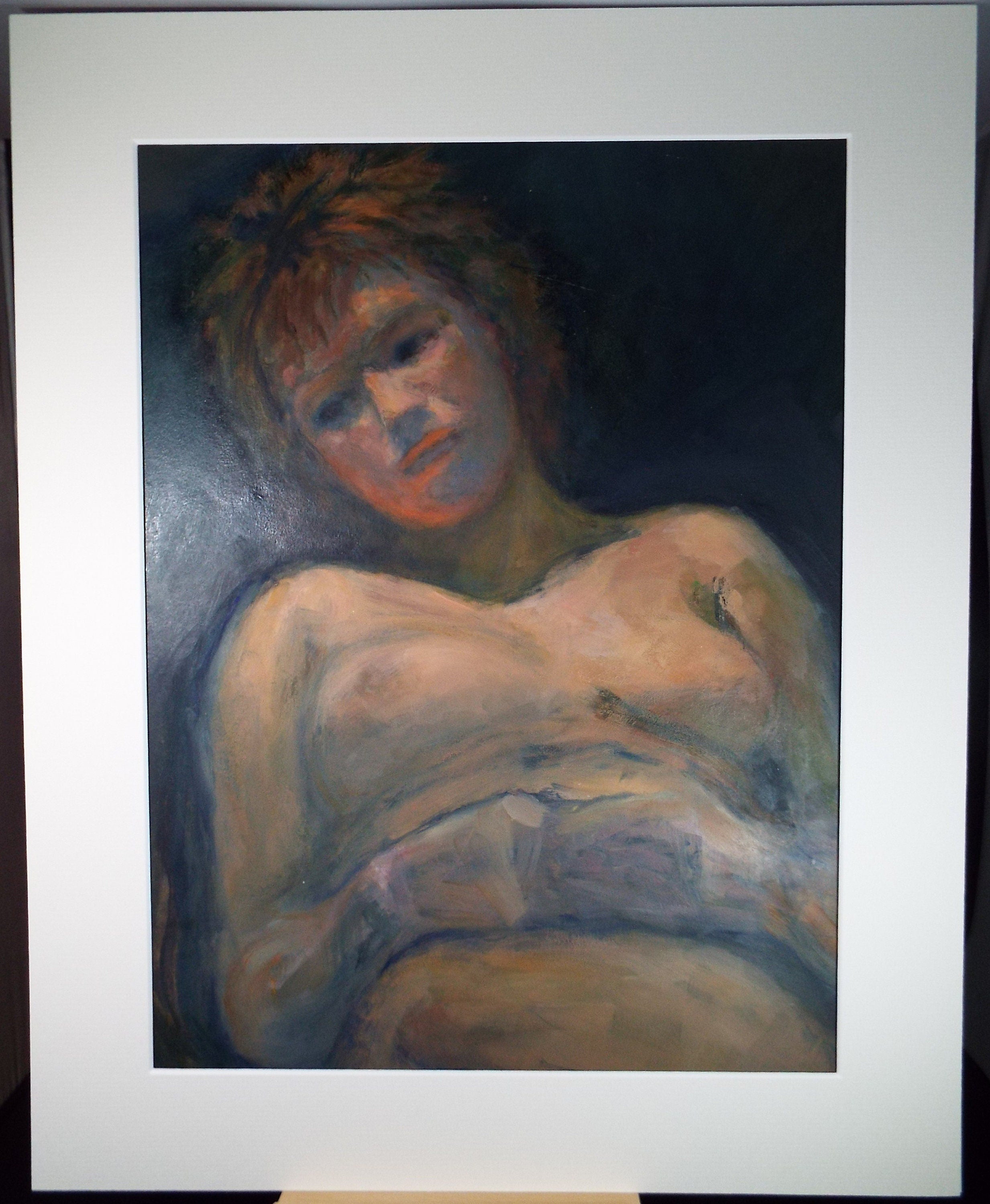 Original Oil & Acrylic 'Portrait of a reclining Nude', Circa 1980's, Artist unknown