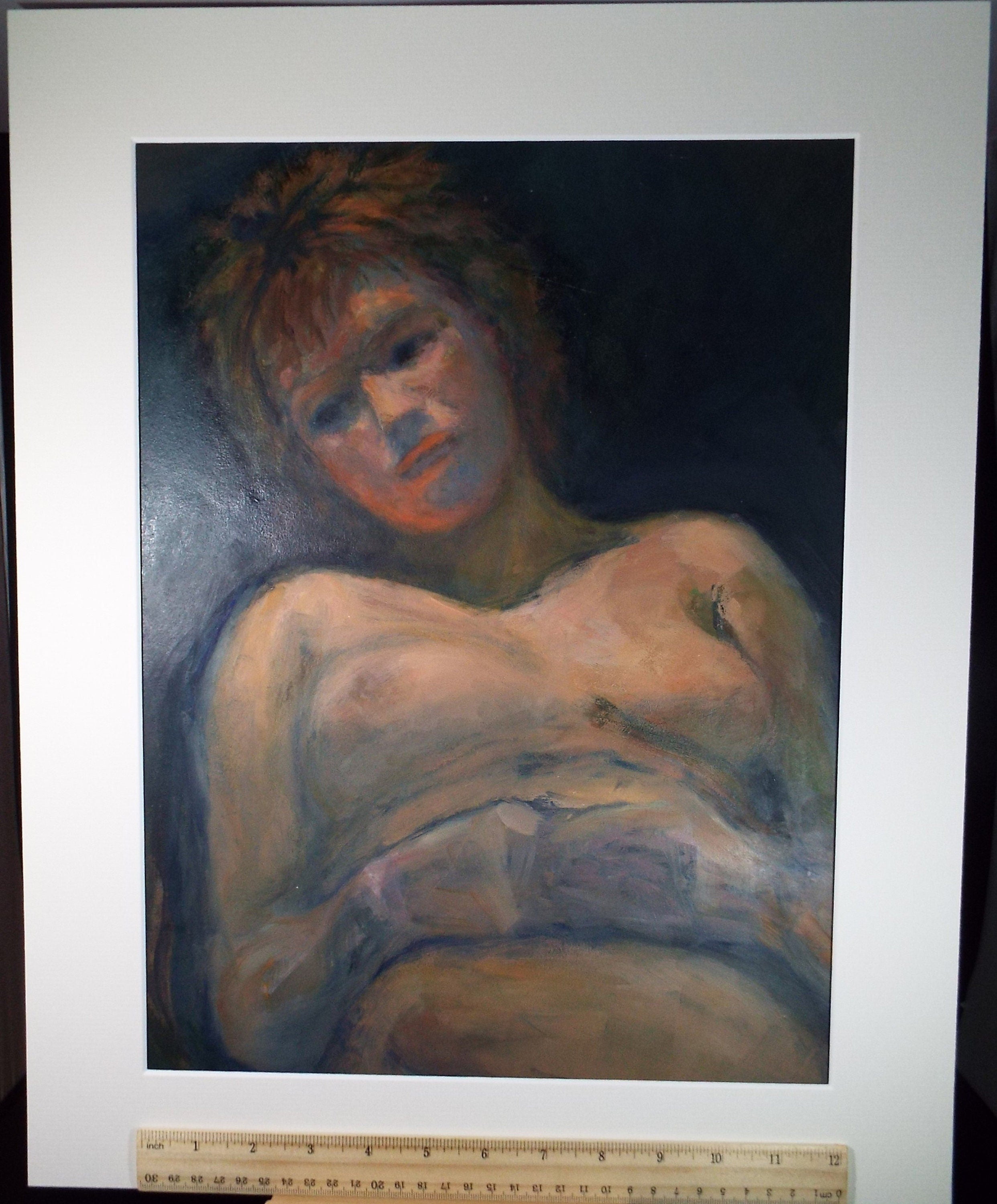 Original Oil & Acrylic 'Portrait of a reclining Nude', Circa 1980's, Artist unknown
