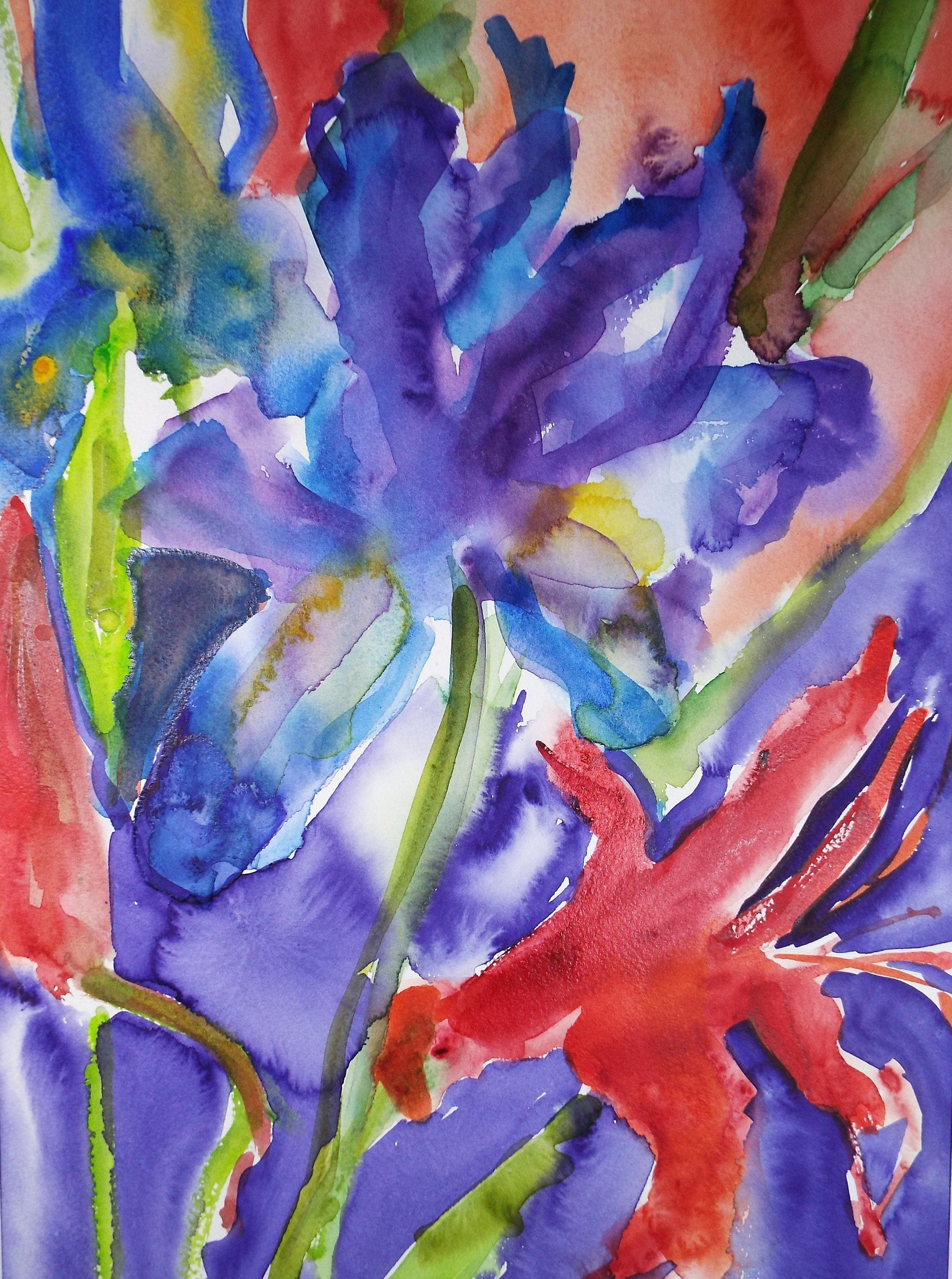 Original Watercolour Painting 'Floral Still Life', 1980's, Artist unknown