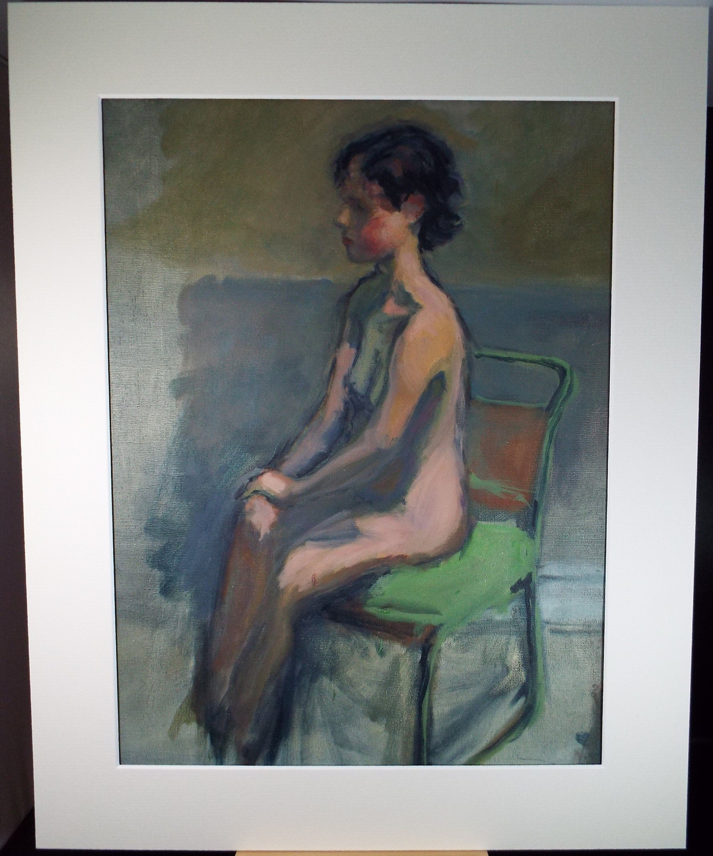 Original Oil & Acrylic 'Nude seated in a chair', Circa 1980's, Artist unknown