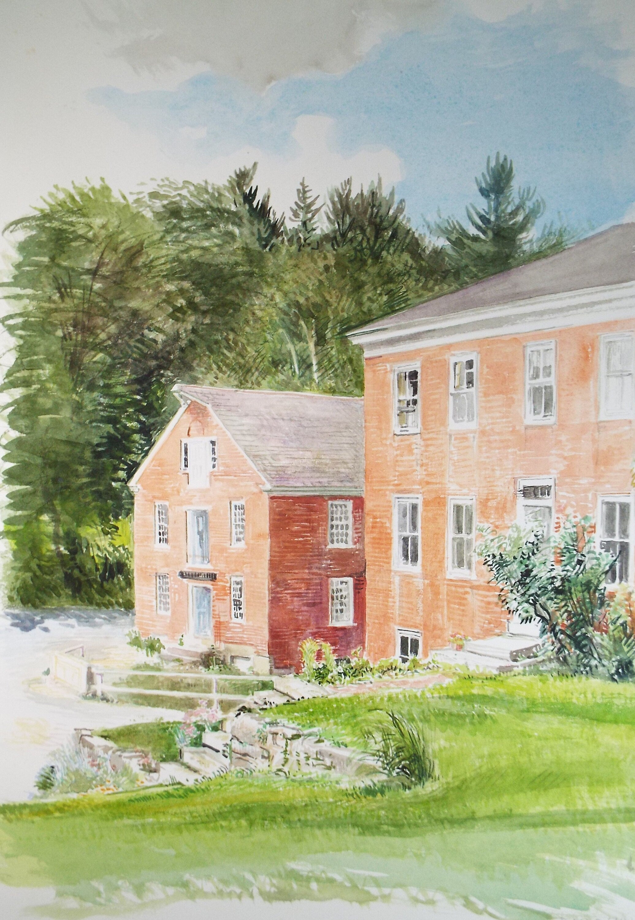 Original Watercolour on Paper, 'Red Brick Buildings', David Hill (1914-1977)