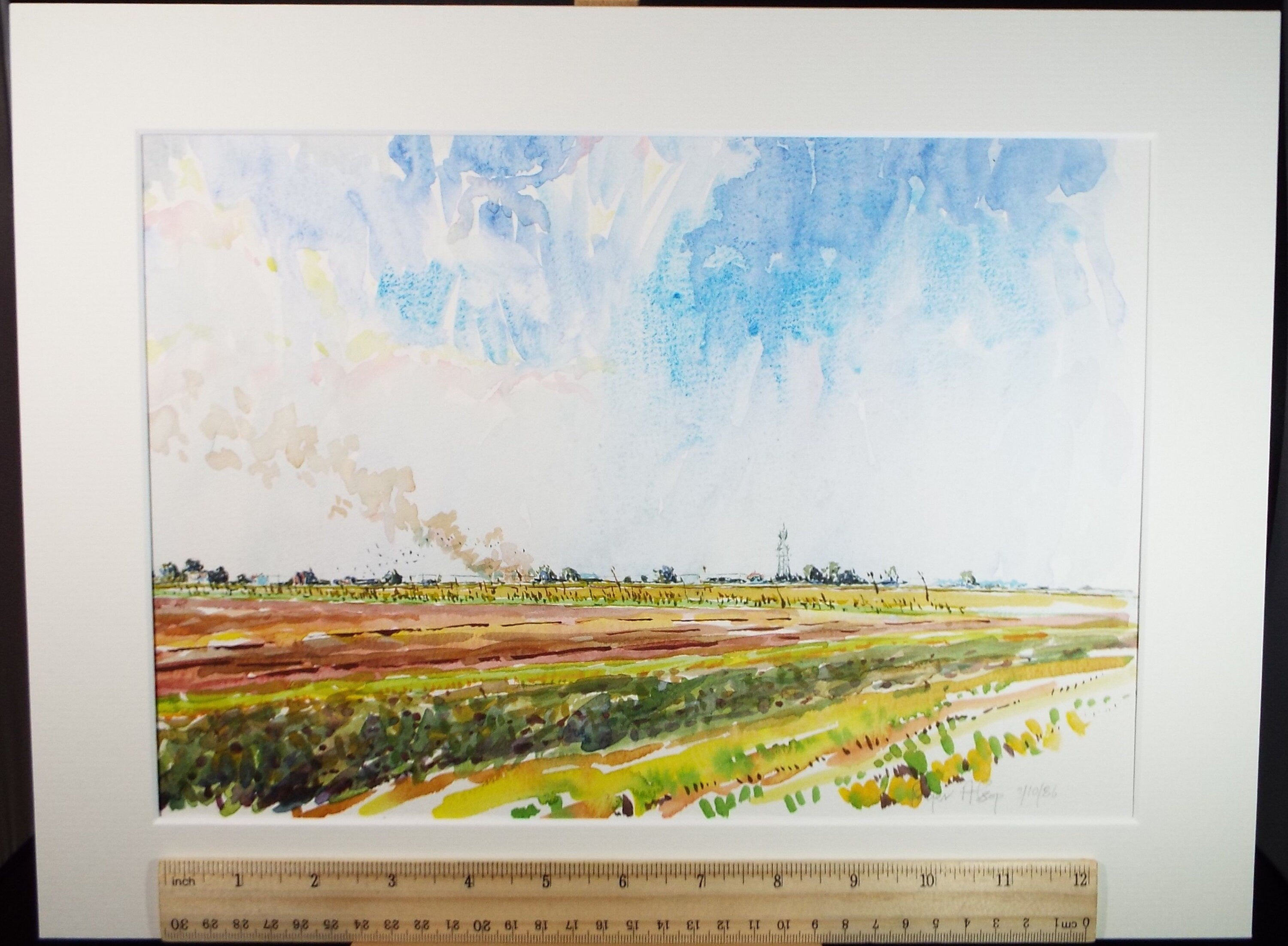 Original Watercolour,'Ploughed Field', Roger Alsop, dated 1986