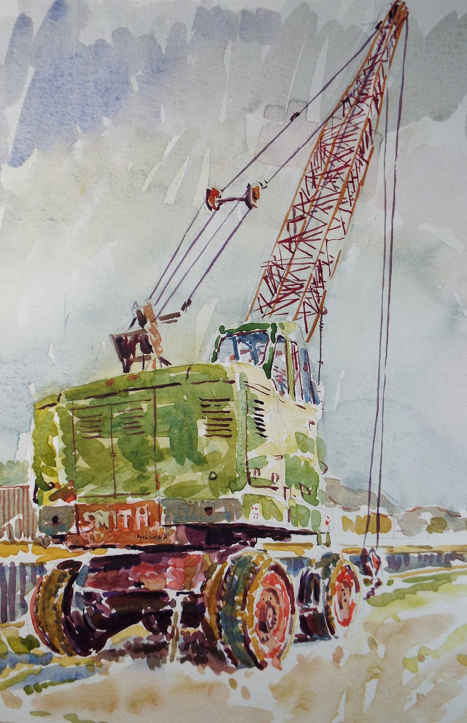 Original Watercolour,'Smith's Mobile Crane', Roger Alsop, dated 1986