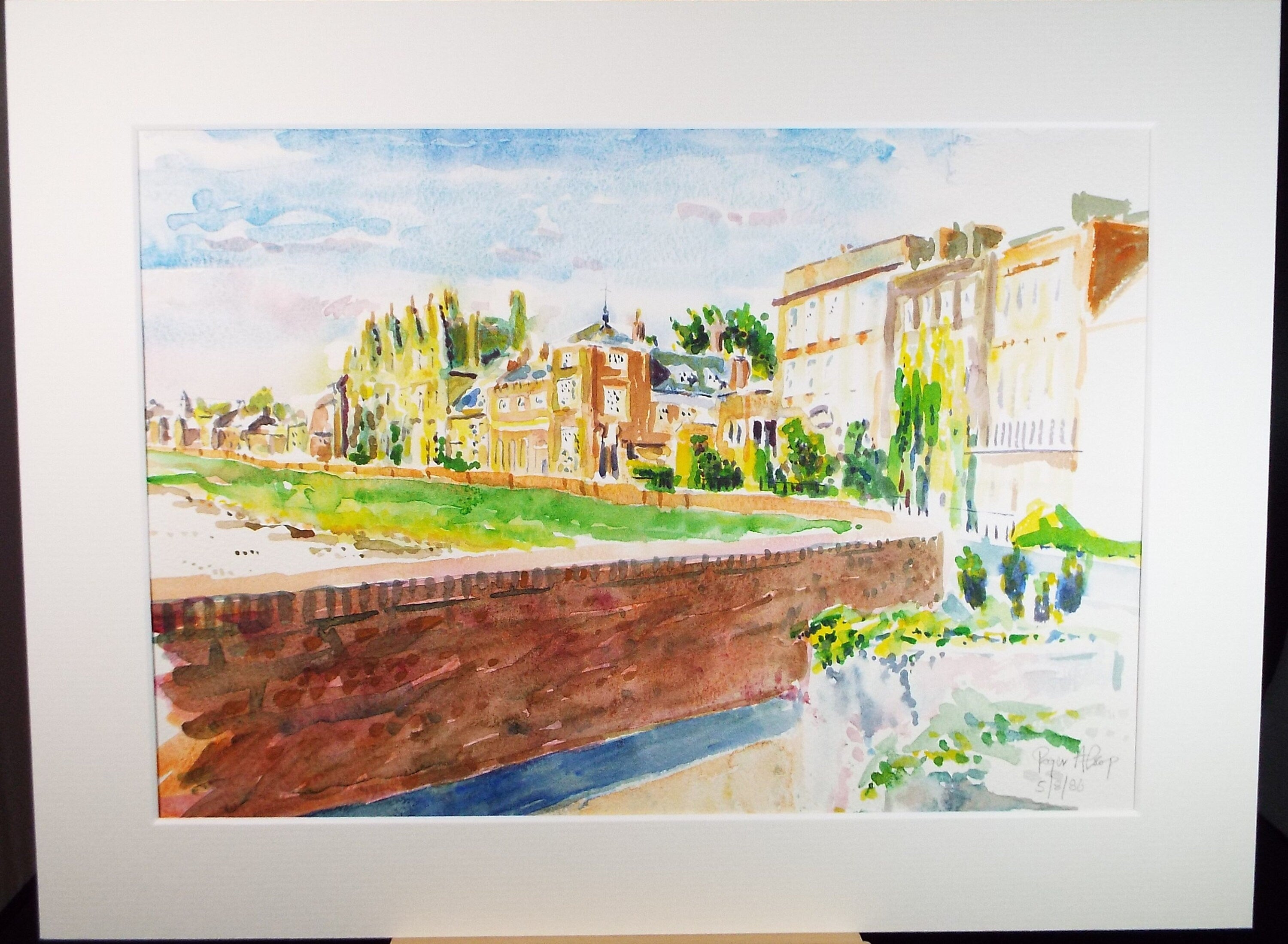 Original Watercolour,'Town Scene', Roger Alsop, dated 1986