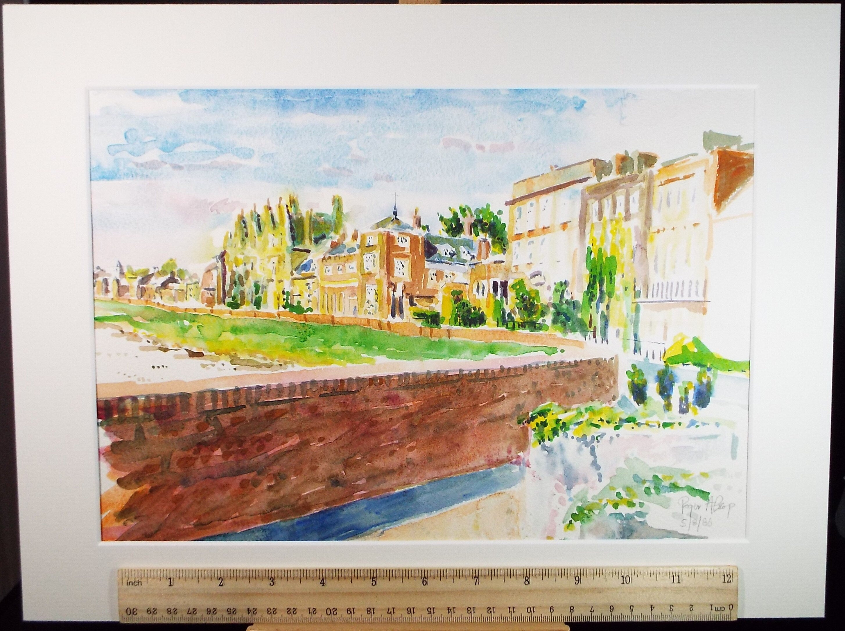 Original Watercolour,'Town Scene', Roger Alsop, dated 1986