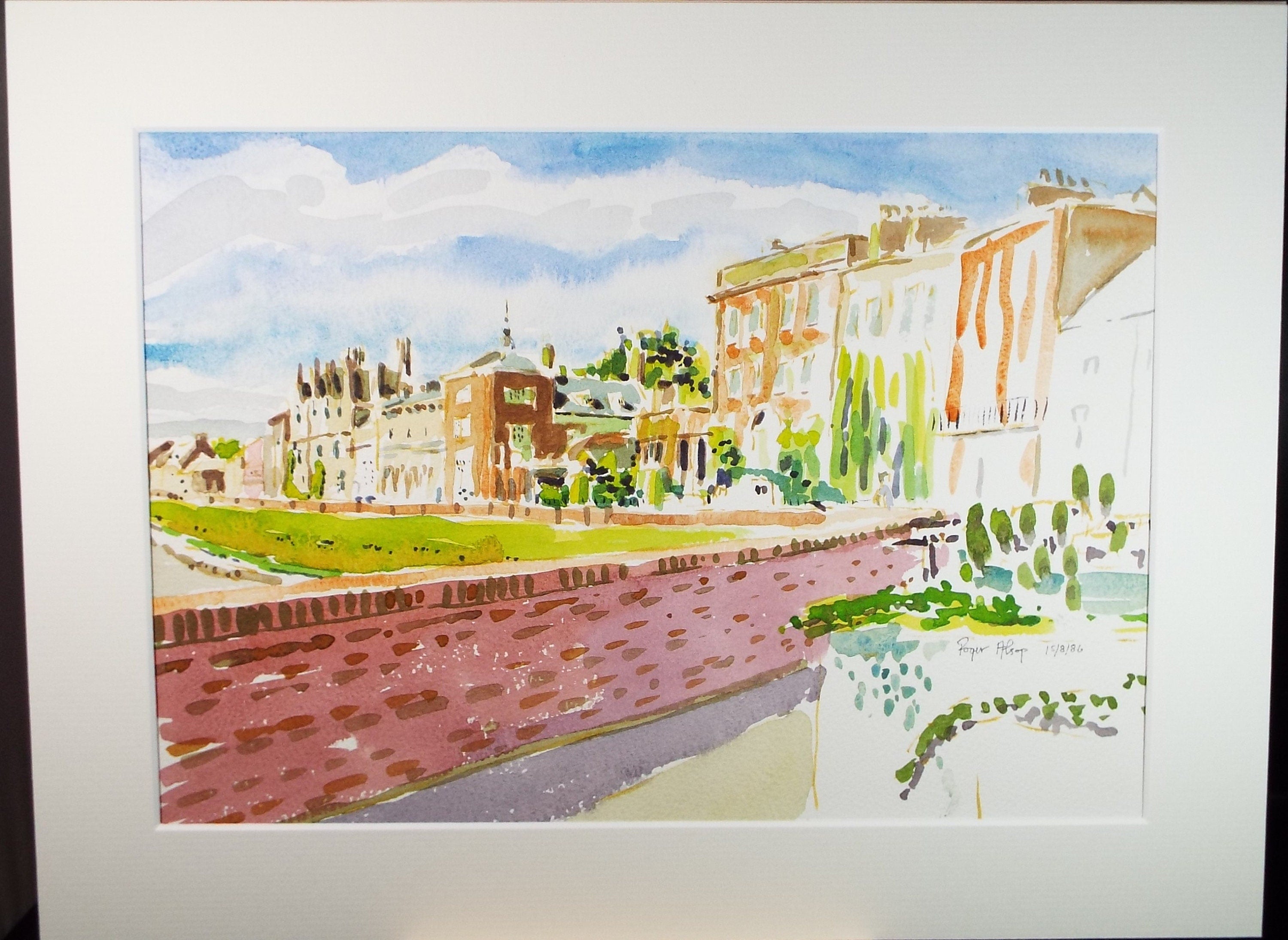 Original Watercolour,'Town Scene', Roger Alsop, dated 1986