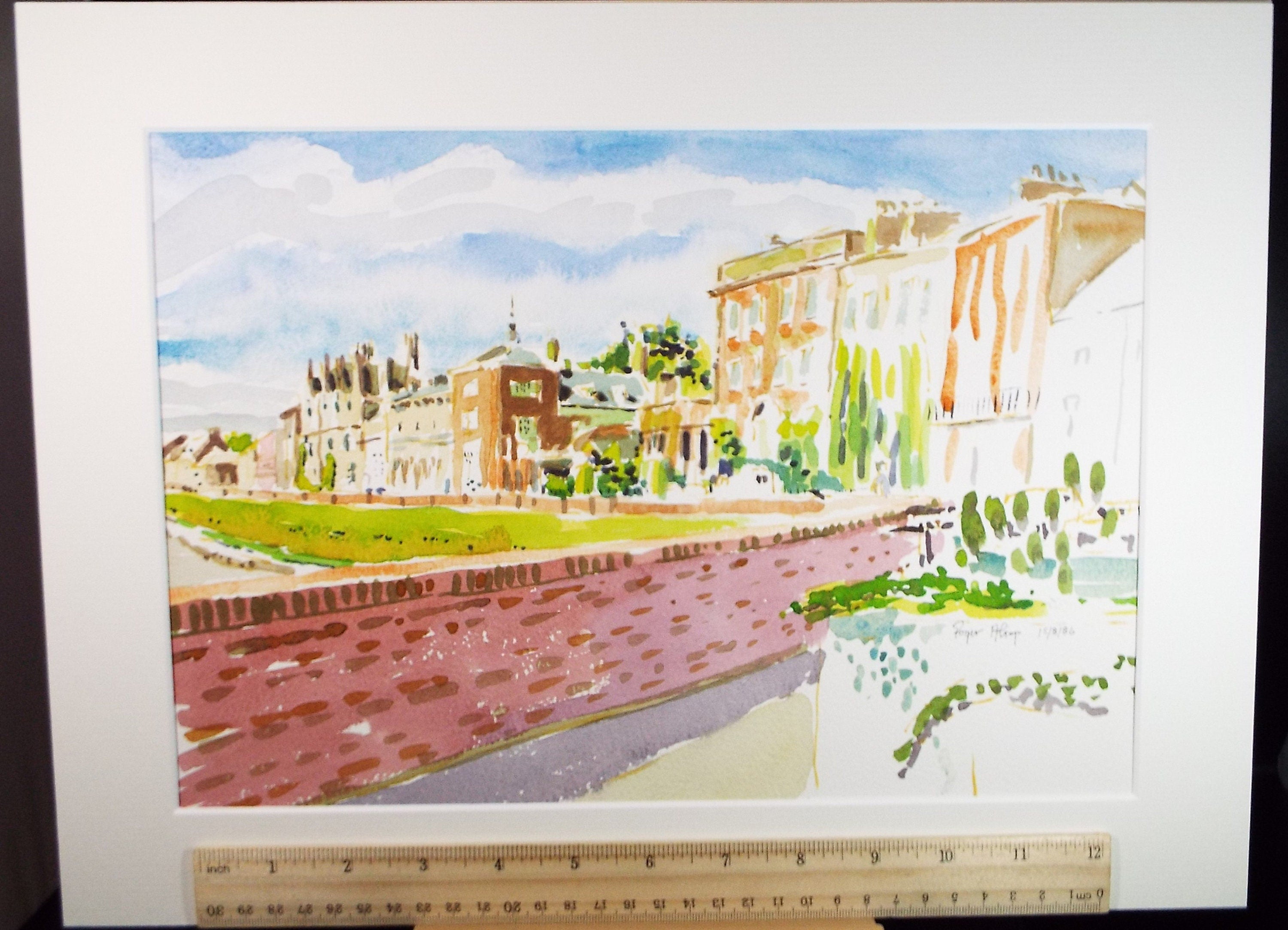 Original Watercolour,'Town Scene', Roger Alsop, dated 1986