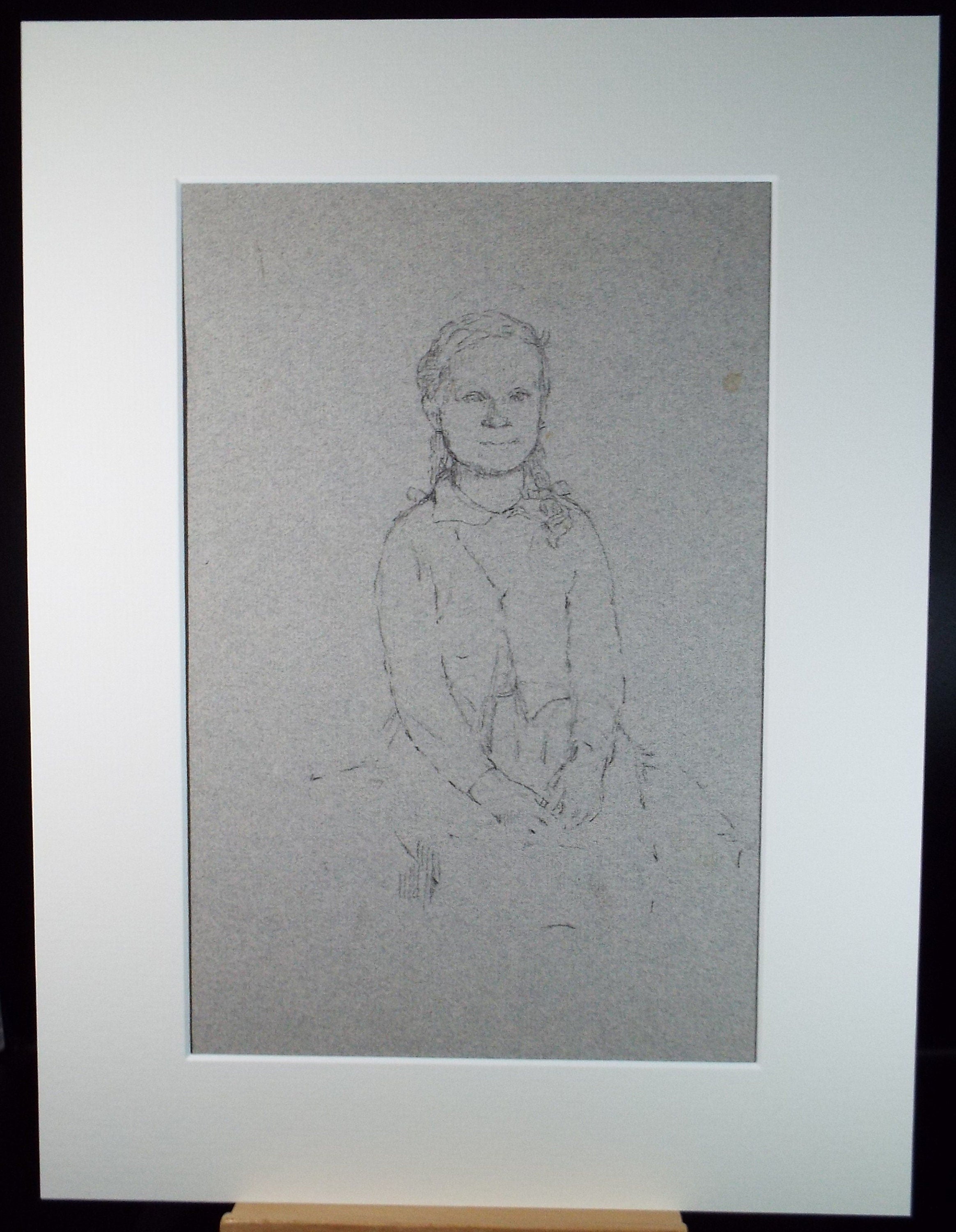 Original Pencil Sketch,'Seated Girl', dated 1952, Hilda Burford (1887-1957)