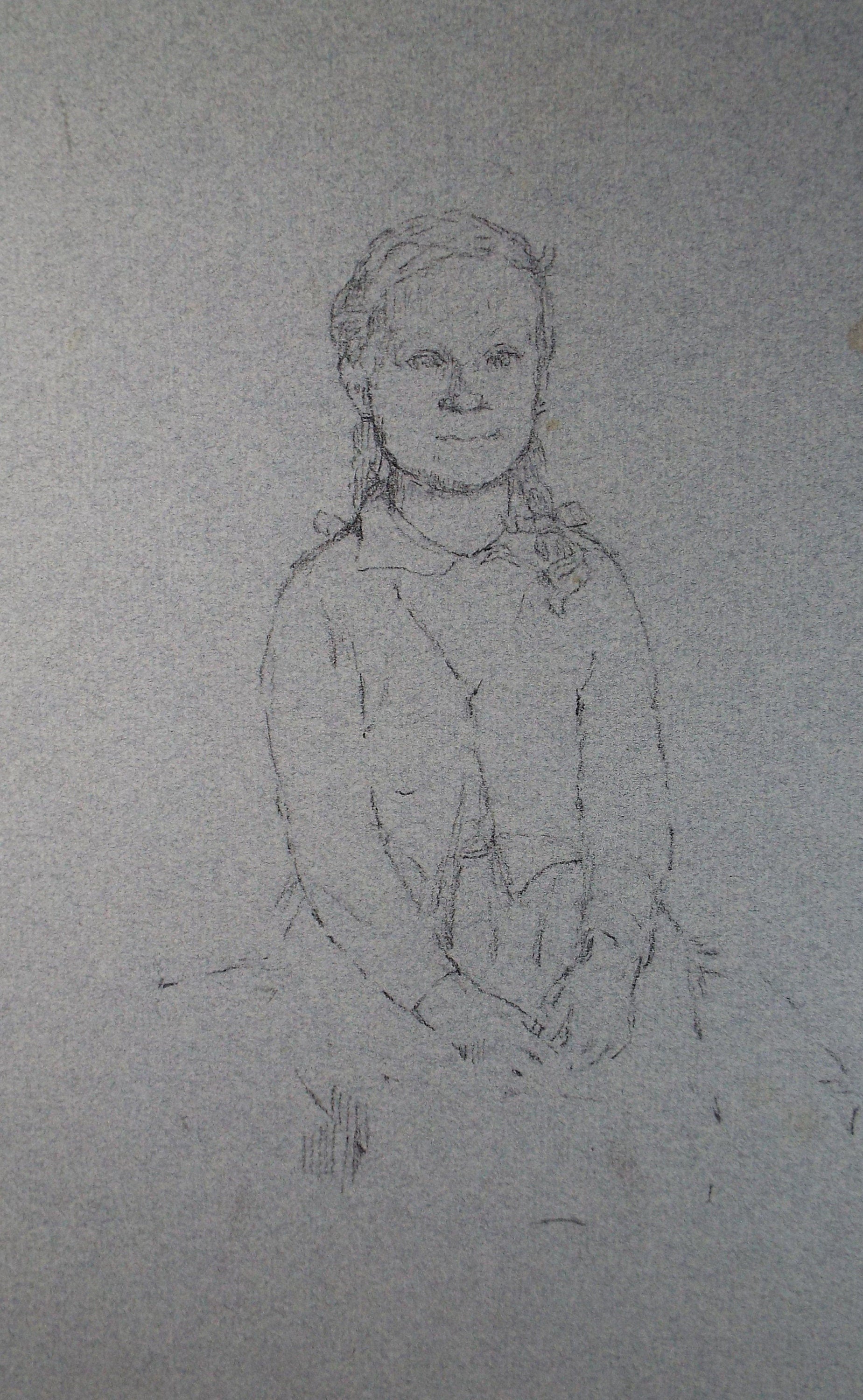Original Pencil Sketch,'Seated Girl', dated 1952, Hilda Burford (1887-1957)