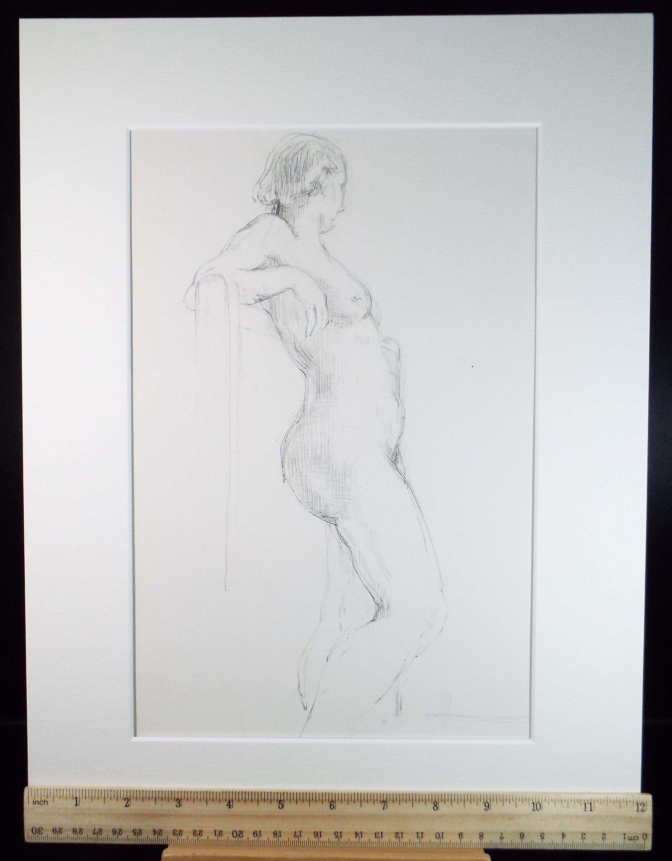 Original Pencil Sketch,'Standing Nude', Circa 1940's, Hilda Burford (1887-1957)