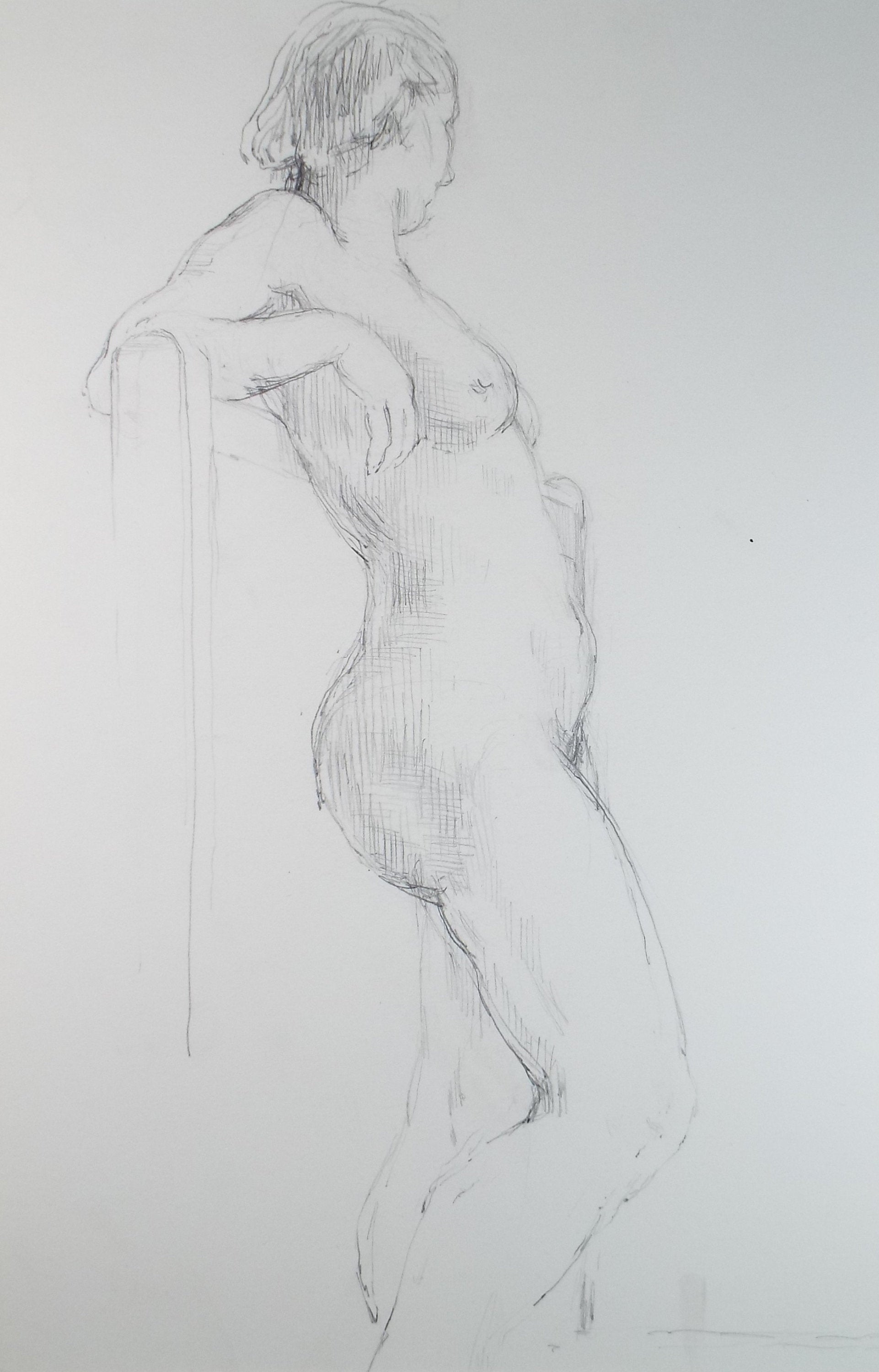 Original Pencil Sketch,'Standing Nude', Circa 1940's, Hilda Burford (1887-1957)