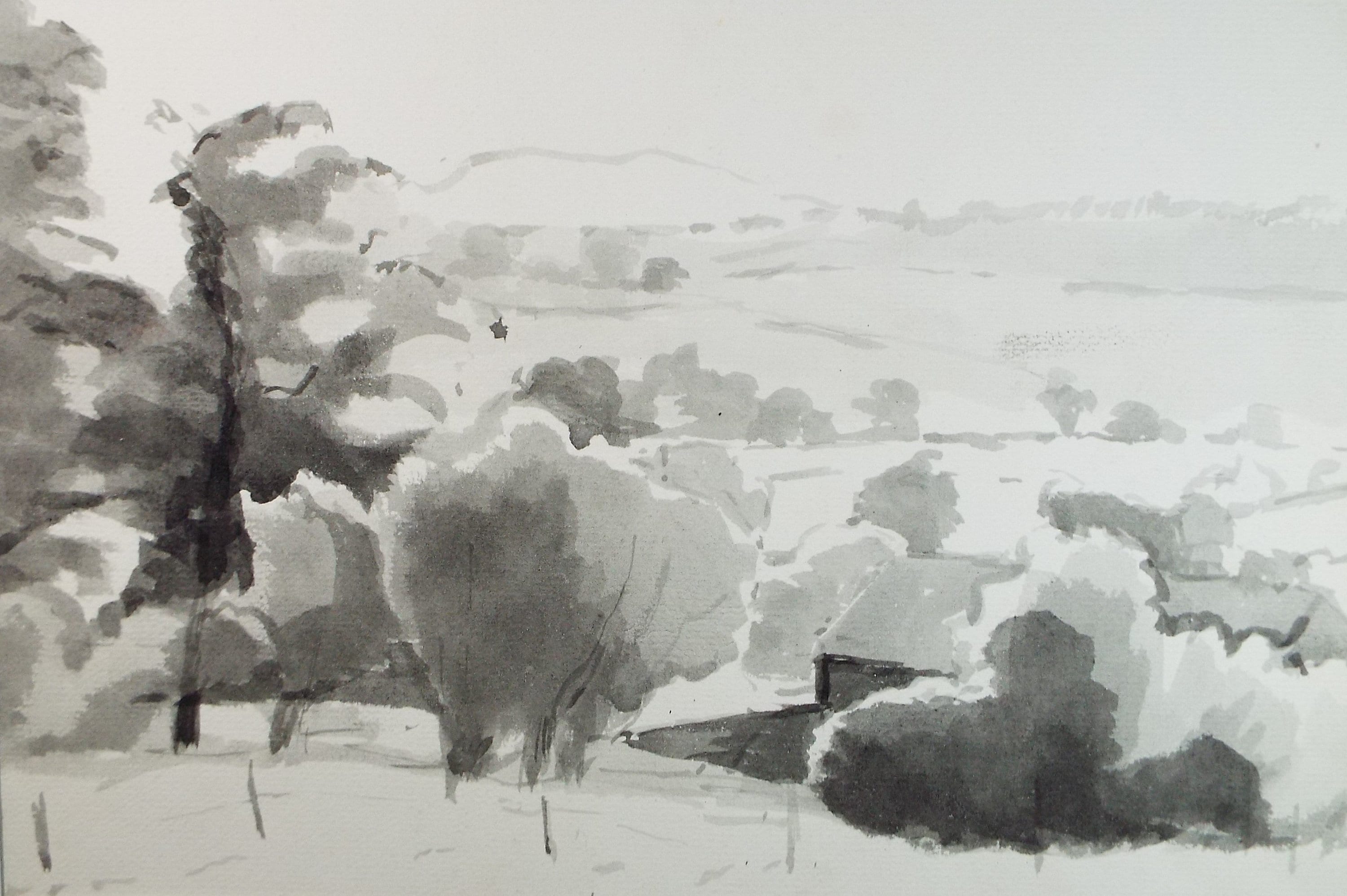 Original Watercolour, 'Landscape', Circa 1990, Mariota Bosanquet 1923 -2022