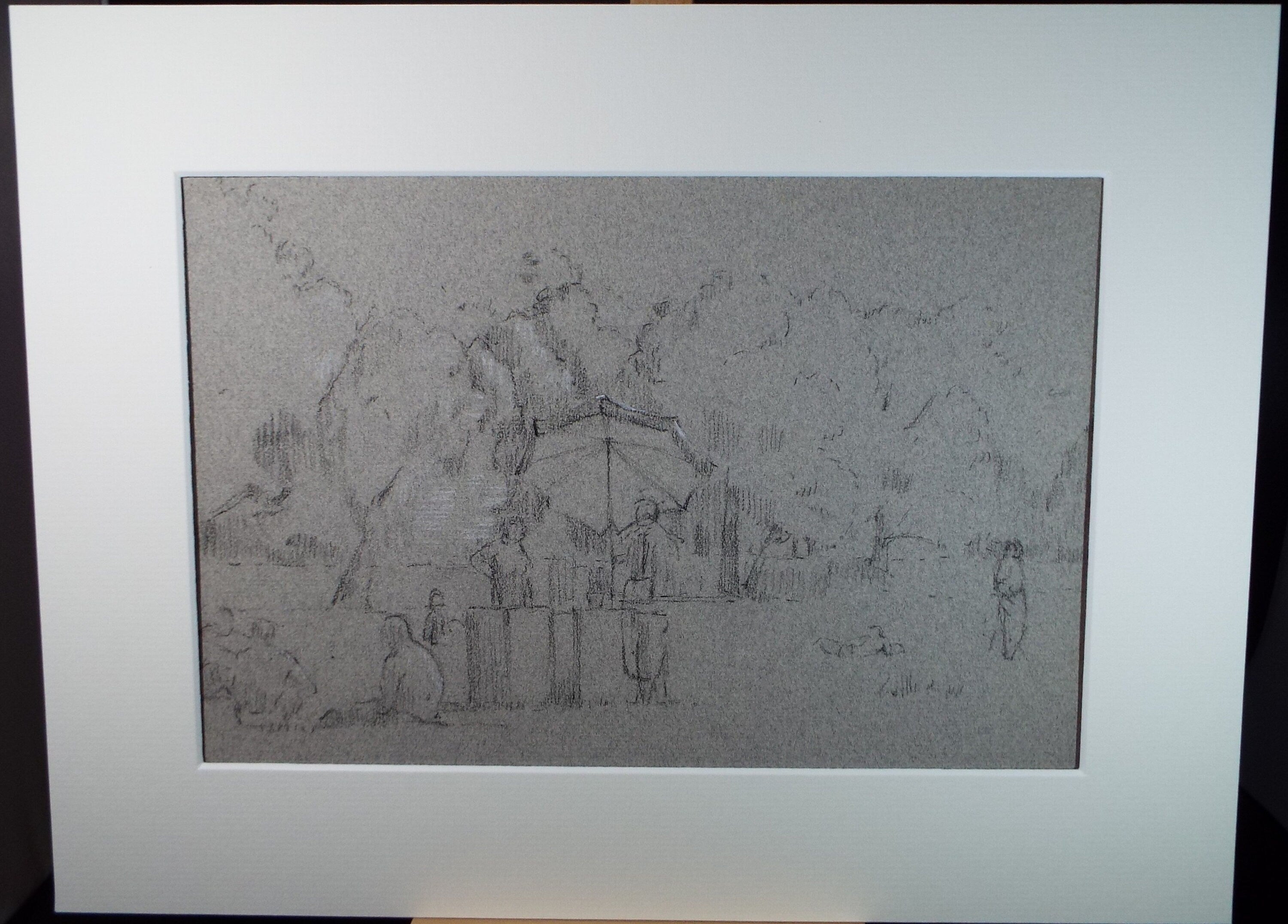 Original Pastel, 'Picnic in the Park', Circa 1990, Mariota Bosanquet 1923 -2022