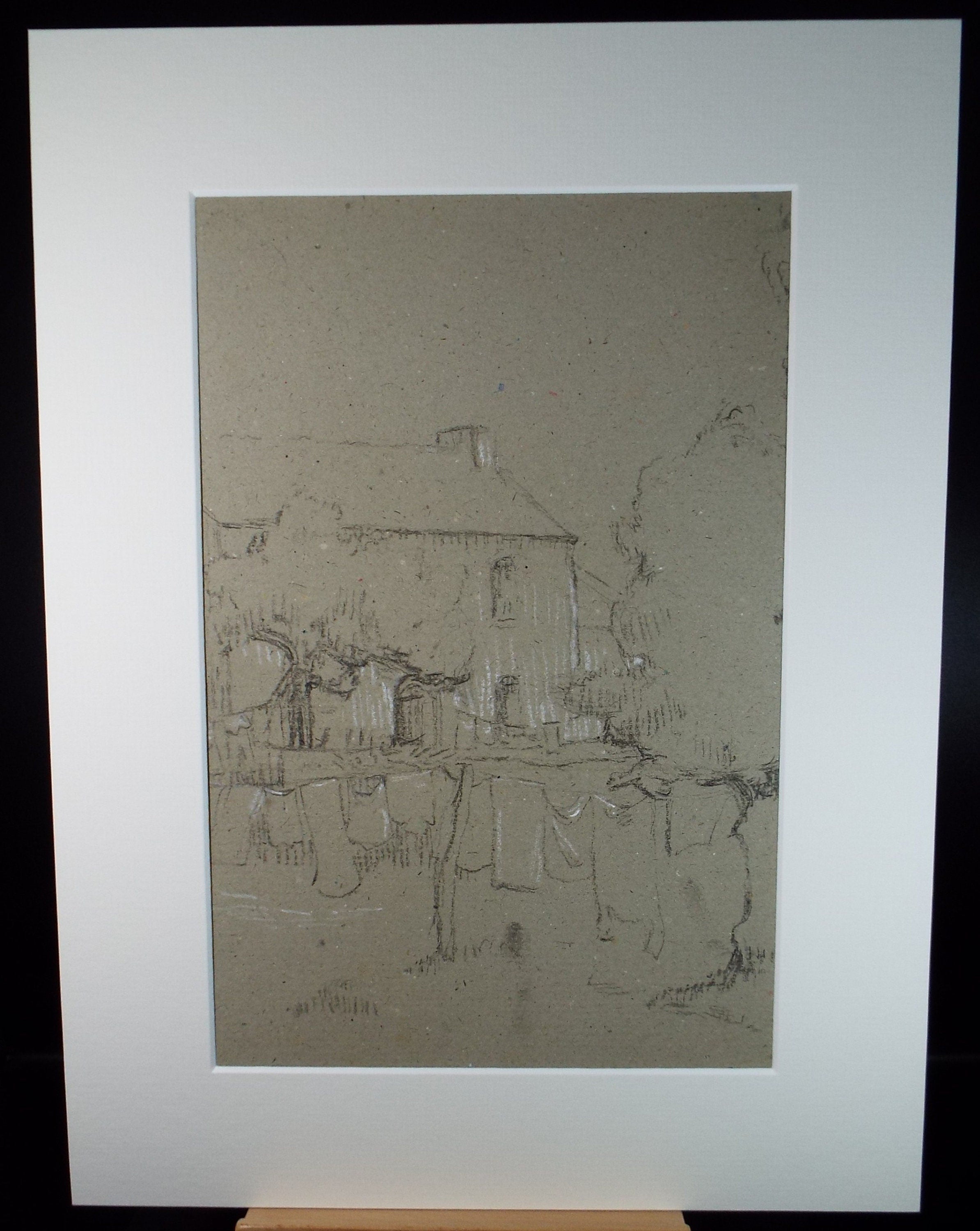 Original Pastel, 'Washing day', Circa 1990, Mariota Bosanquet 1923 -2022